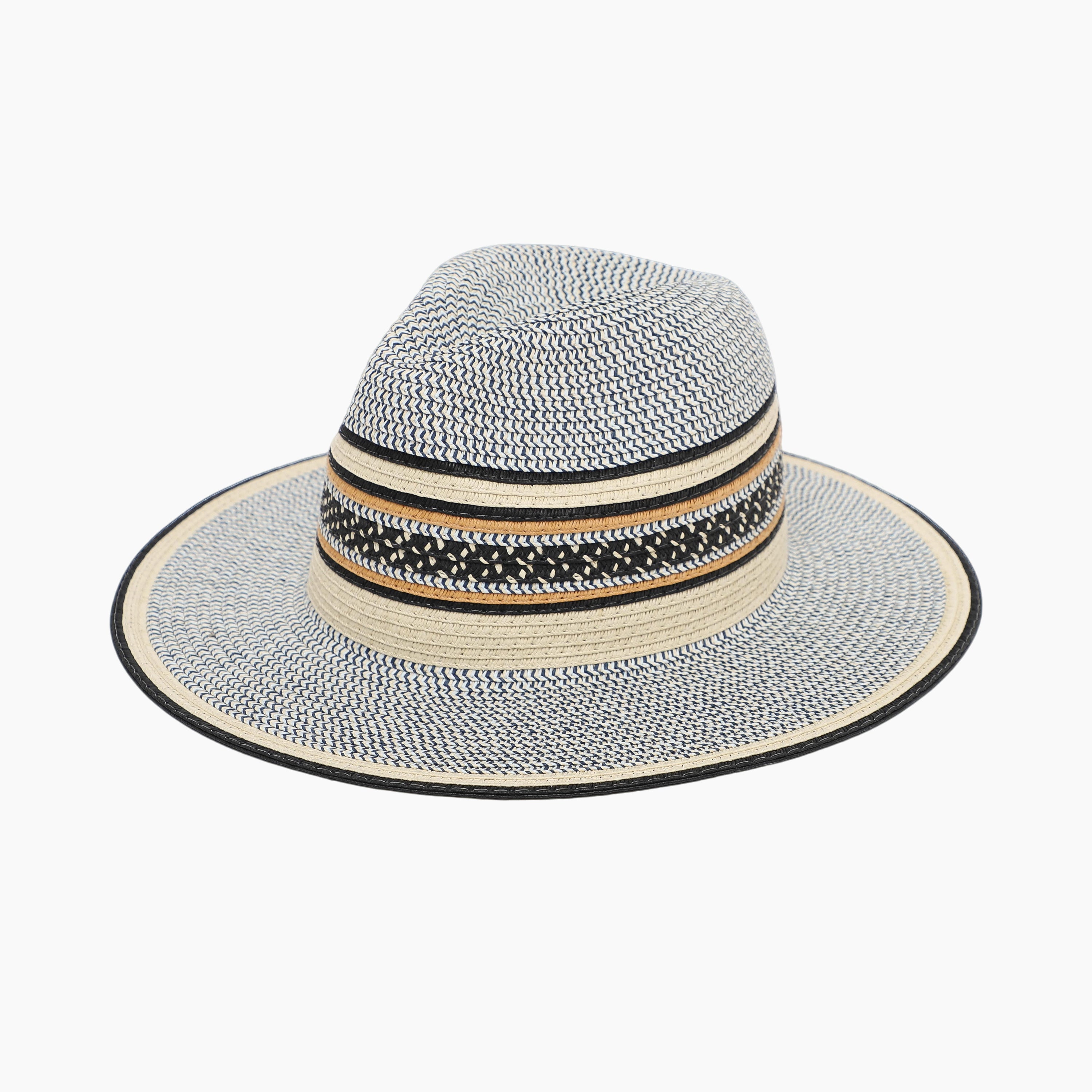 Wholesale Unisex Paper Straw Fedora Hat with  Flat Brim and UPF 50+ Sun Protection