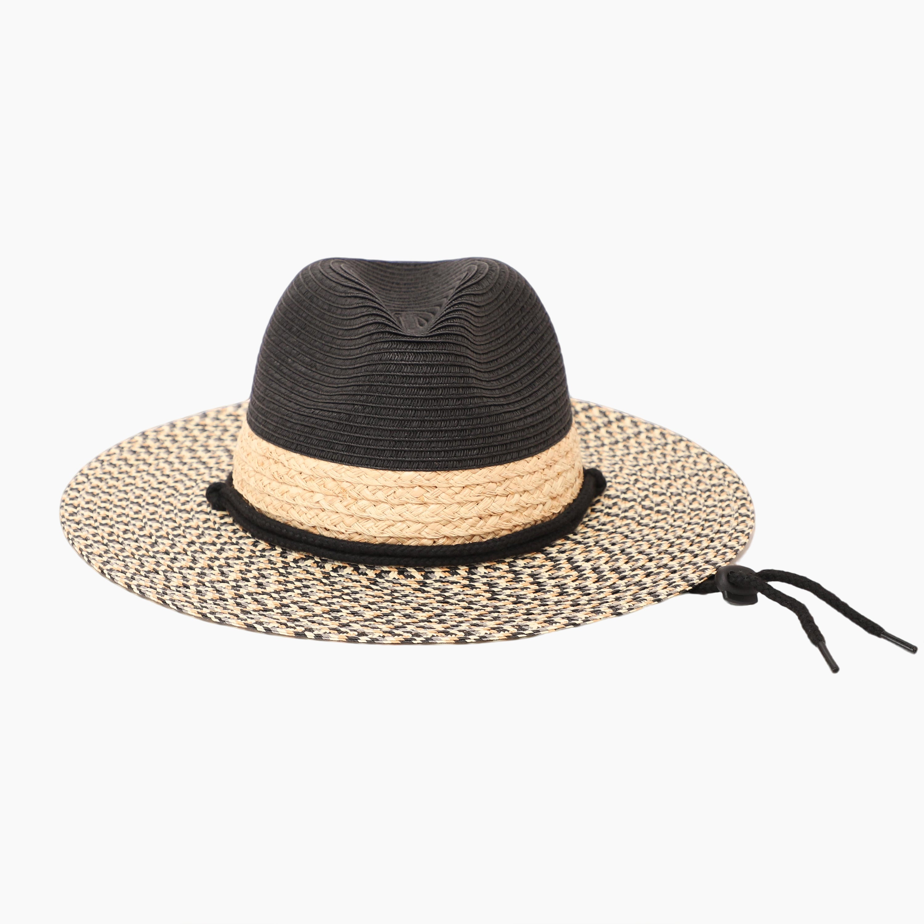 Wholesale Unisex Paper Straw Fedora Hat with  Flat Brim and UPF 50+ Sun Protection