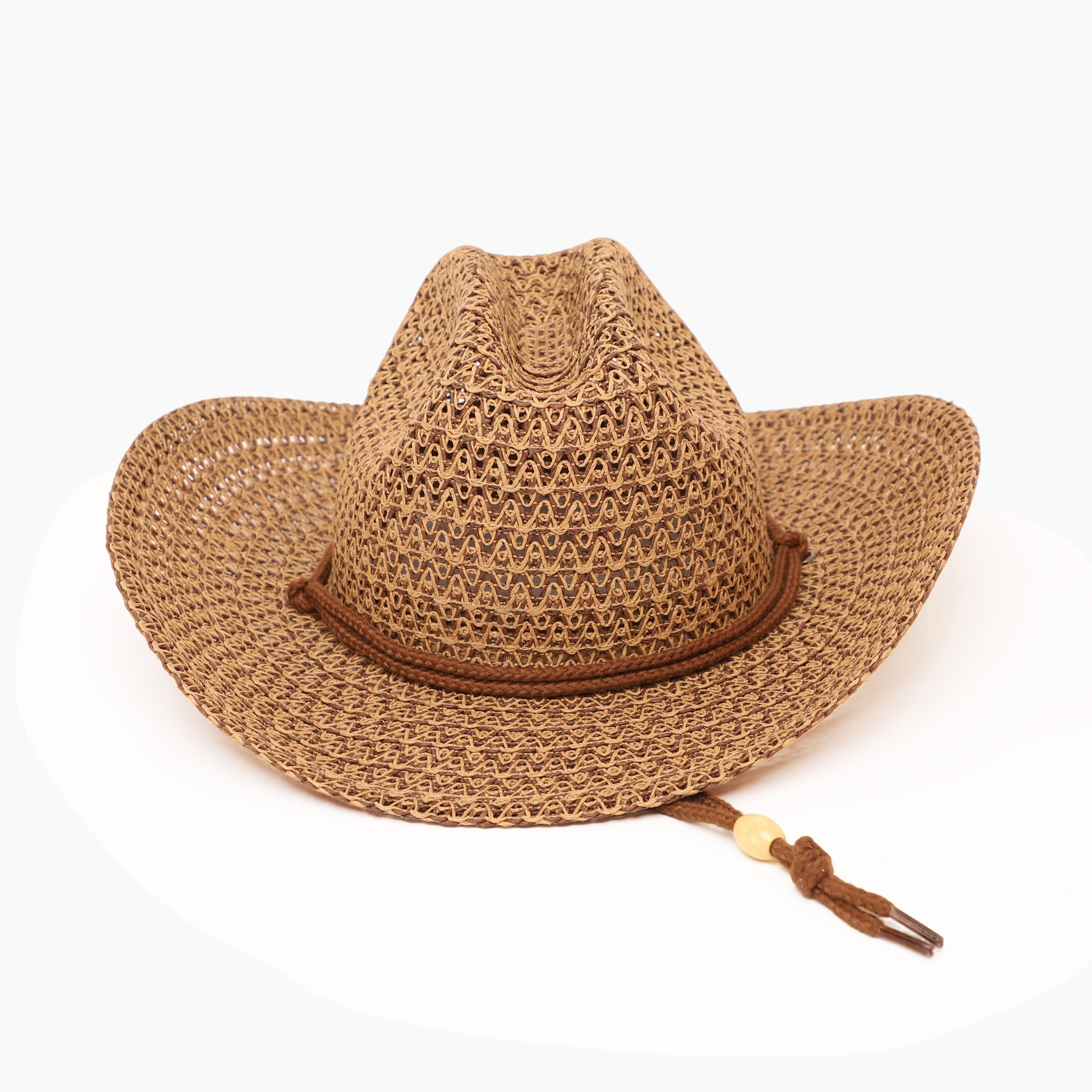 US Stock Wholesale Unisex Paper Straw Cowboy Hat with Upturned Brim and UPF 50+ Sun Protection