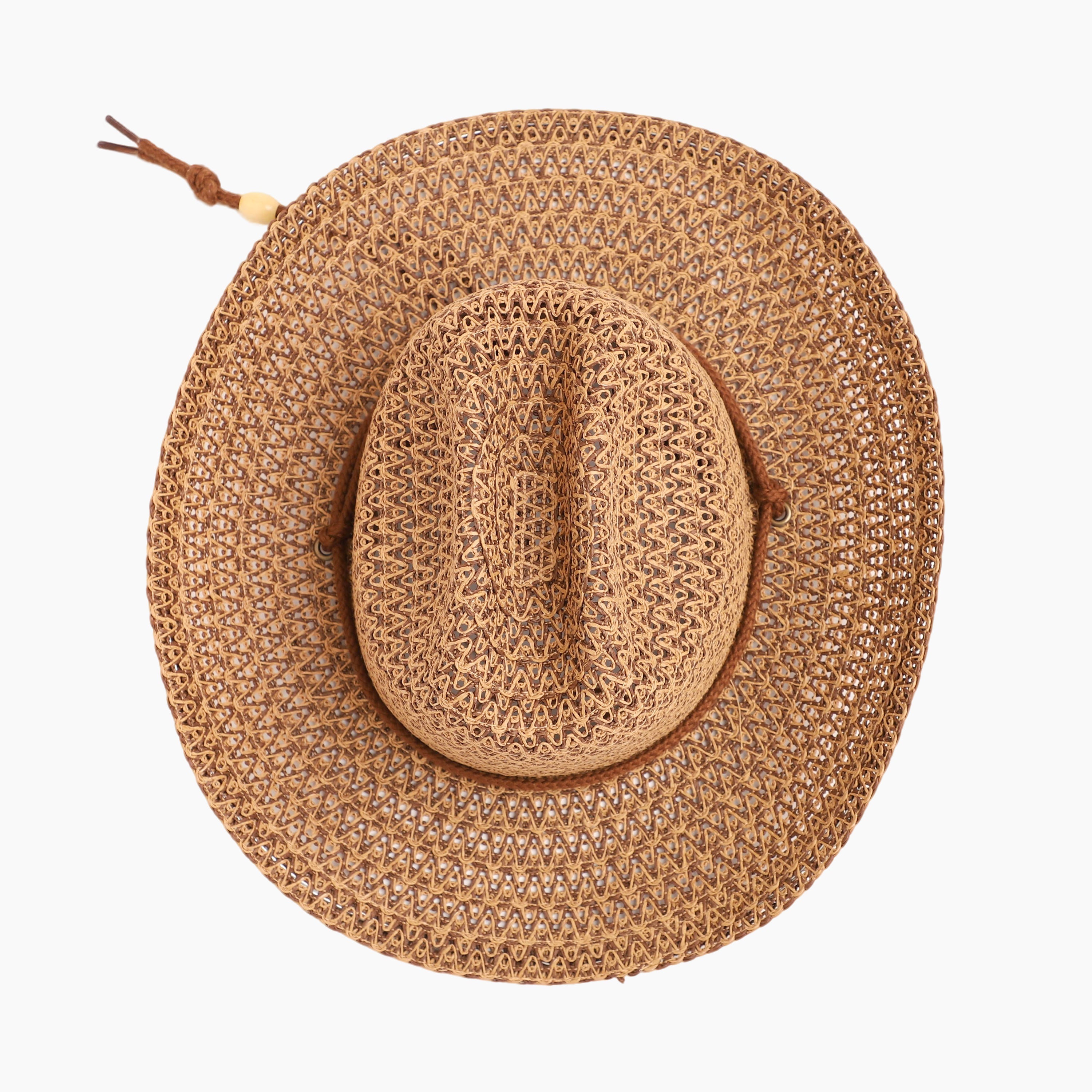US Stock Wholesale Unisex Paper Straw Cowboy Hat with Upturned Brim and UPF 50+ Sun Protection