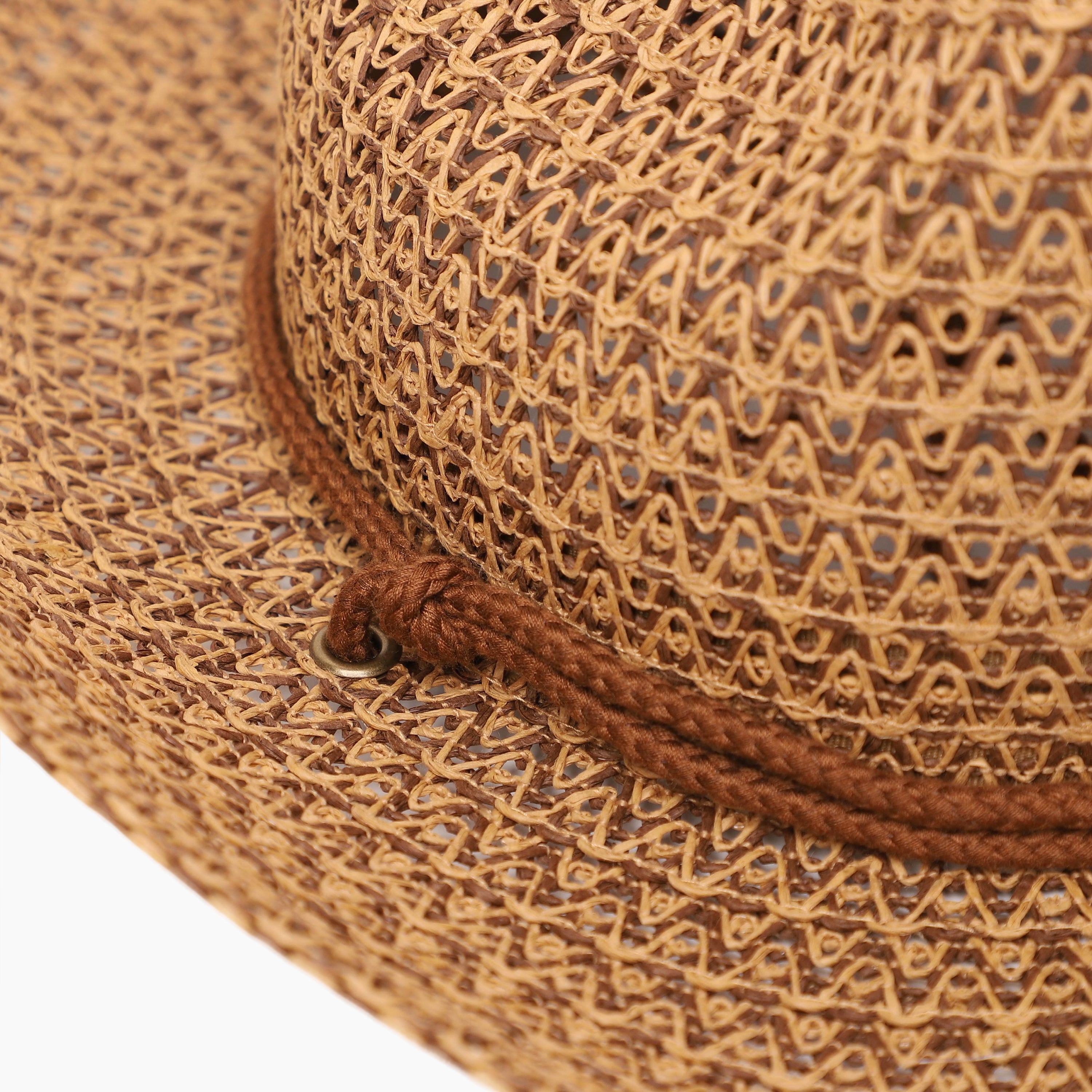 US Stock Wholesale Unisex Paper Straw Cowboy Hat with Upturned Brim and UPF 50+ Sun Protection