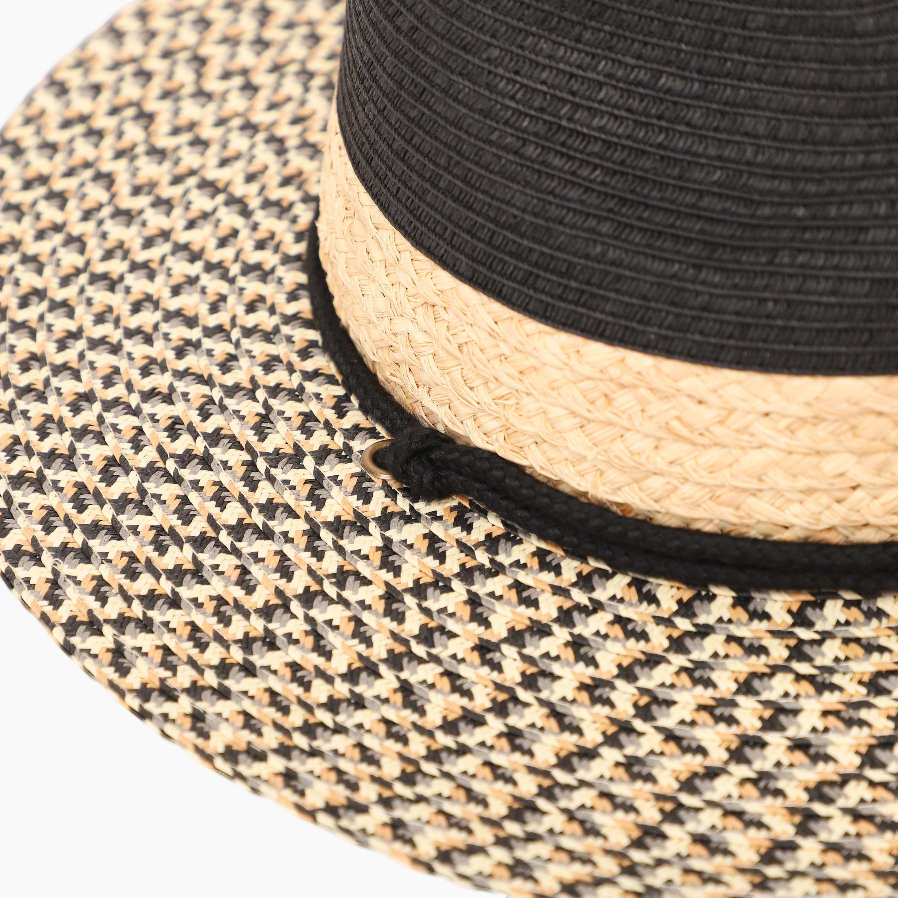 Wholesale Unisex Paper Straw Fedora Hat with  Flat Brim and UPF 50+ Sun Protection