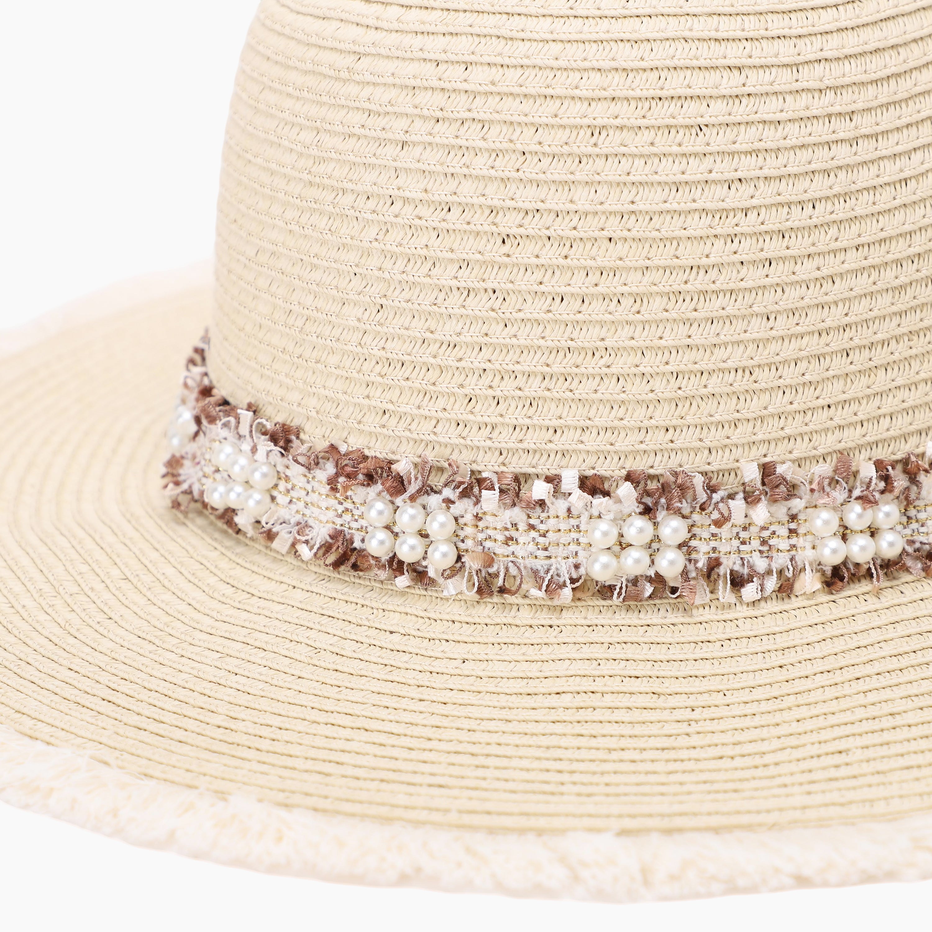 US Stock Wholesale Women's Paper Straw Fedora Hat with  Flat Brim and UPF 50+ Sun Protection