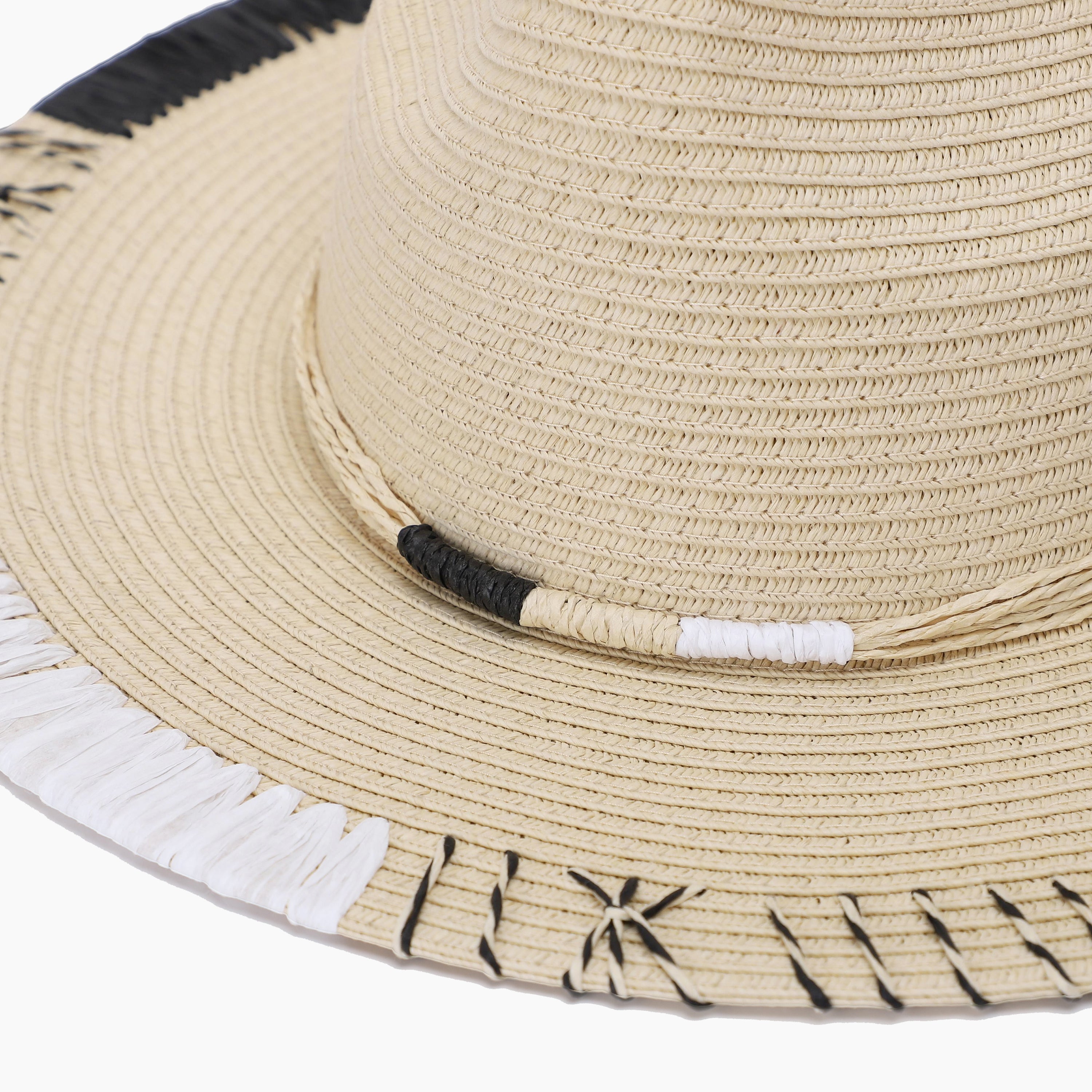 US Stock Wholesale Unisex Paper Straw Fedora Hat with  Flat Brim and UPF 50+ Sun Protection