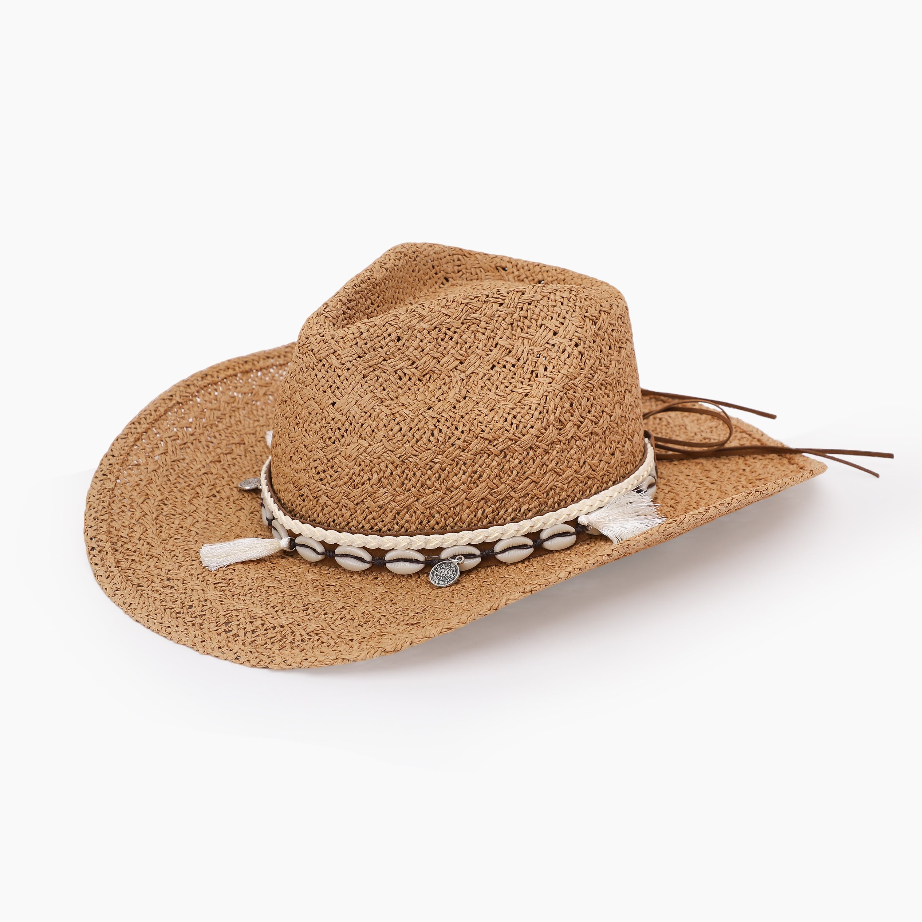US Stock Wholesale Unisex Paper Straw Cowboy Hat with Upturned Brim and UPF 50+ Sun Protection