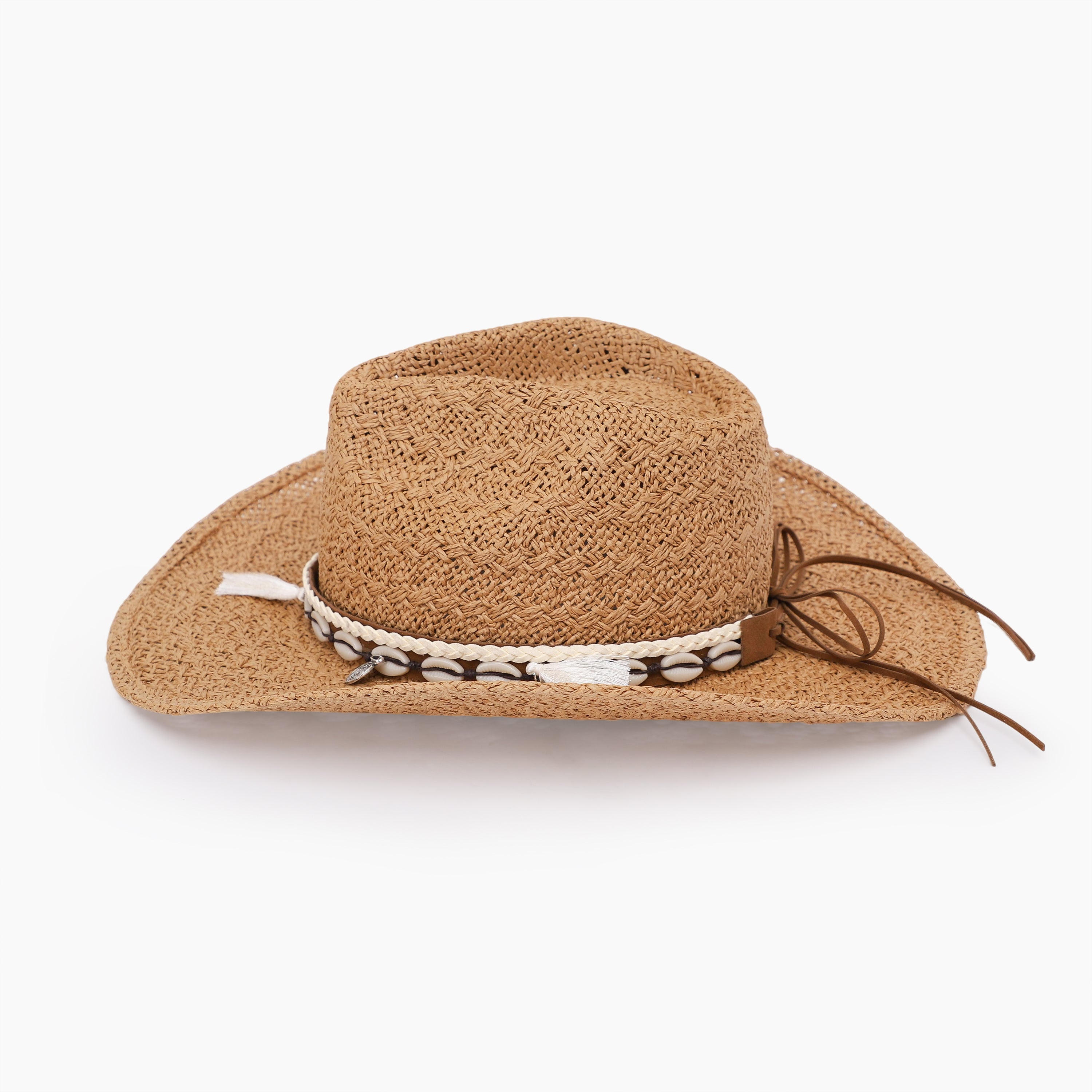 US Stock Wholesale Unisex Paper Straw Cowboy Hat with Upturned Brim and UPF 50+ Sun Protection