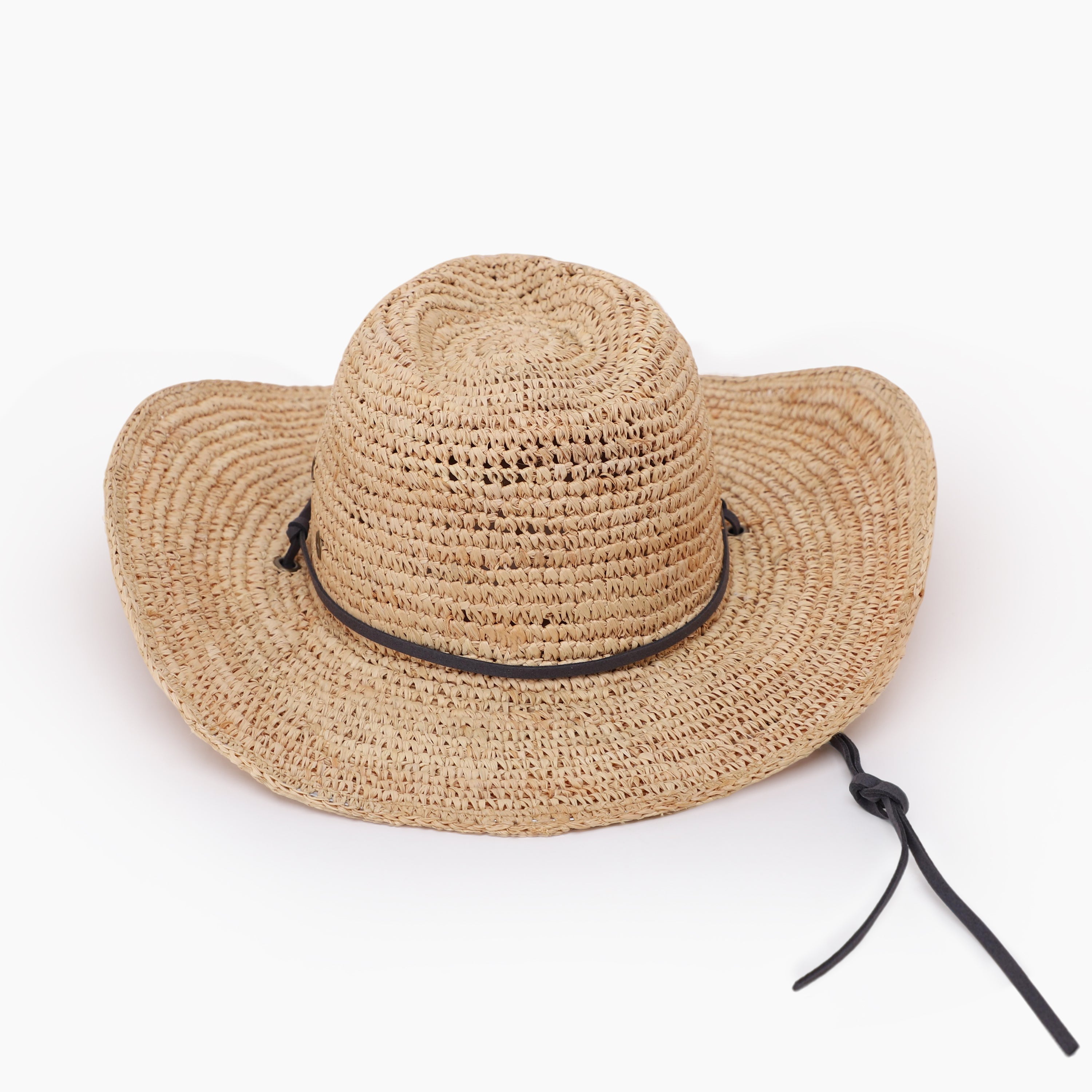 US Stock Wholesale Unisex Raffia Cowboy Hat with Upturned Brim and UPF 50+ Sun Protection