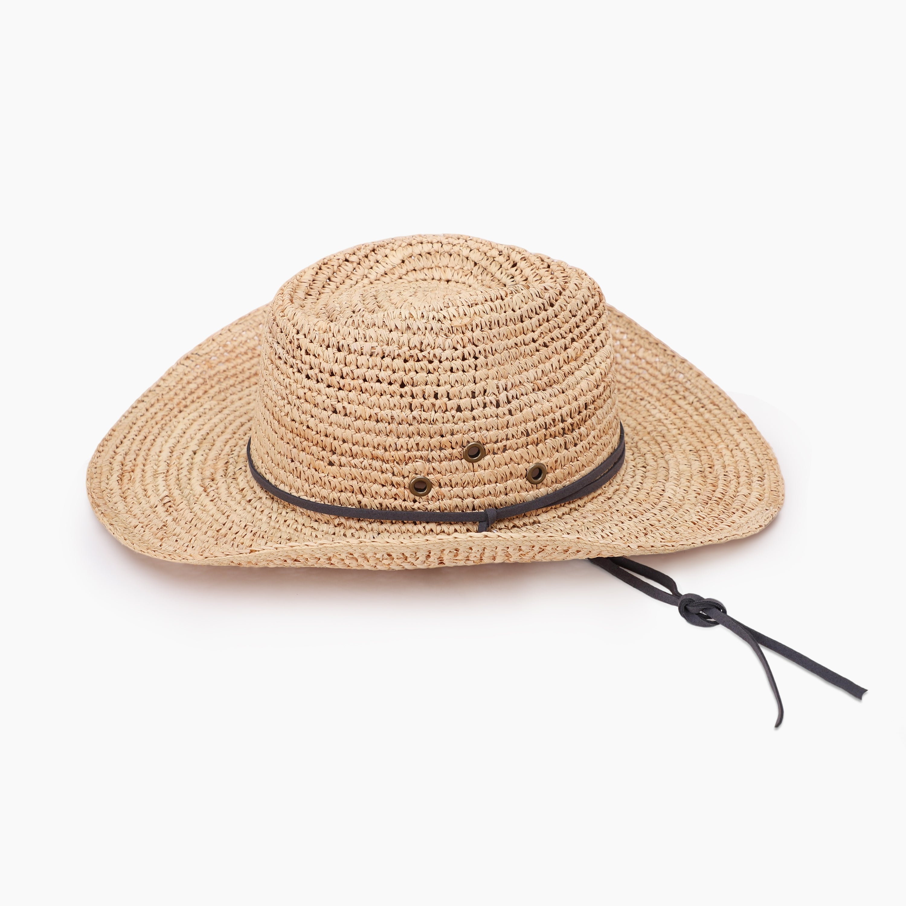 US Stock Wholesale Unisex Raffia Cowboy Hat with Upturned Brim and UPF 50+ Sun Protection