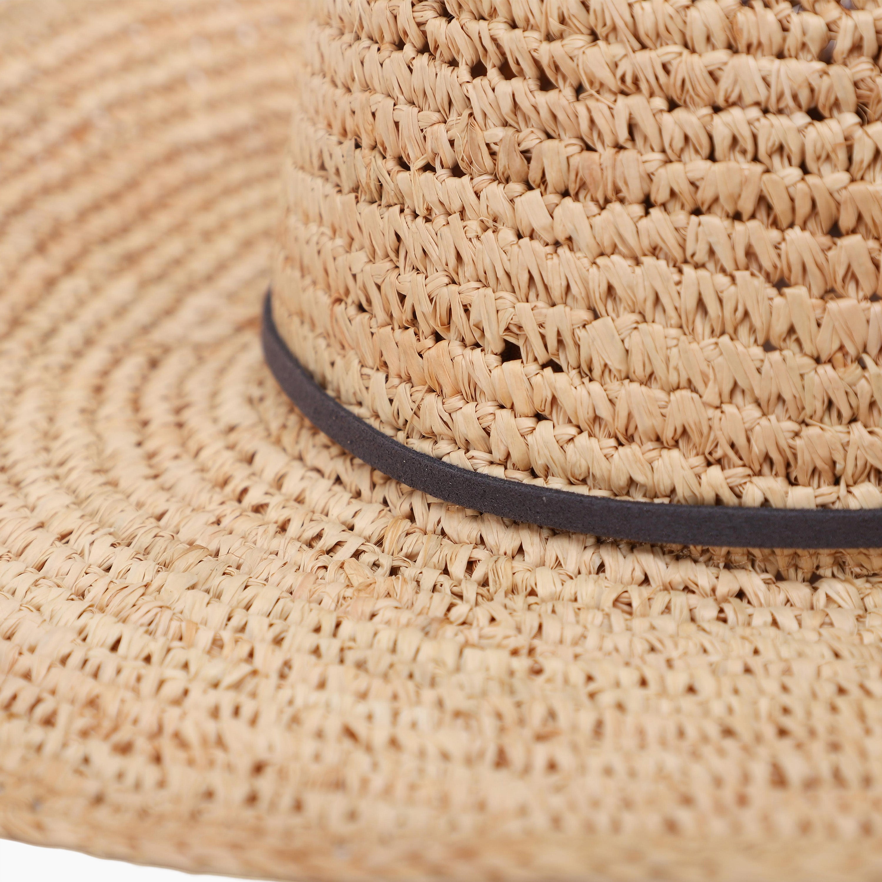 US Stock Wholesale Unisex Raffia Cowboy Hat with Upturned Brim and UPF 50+ Sun Protection