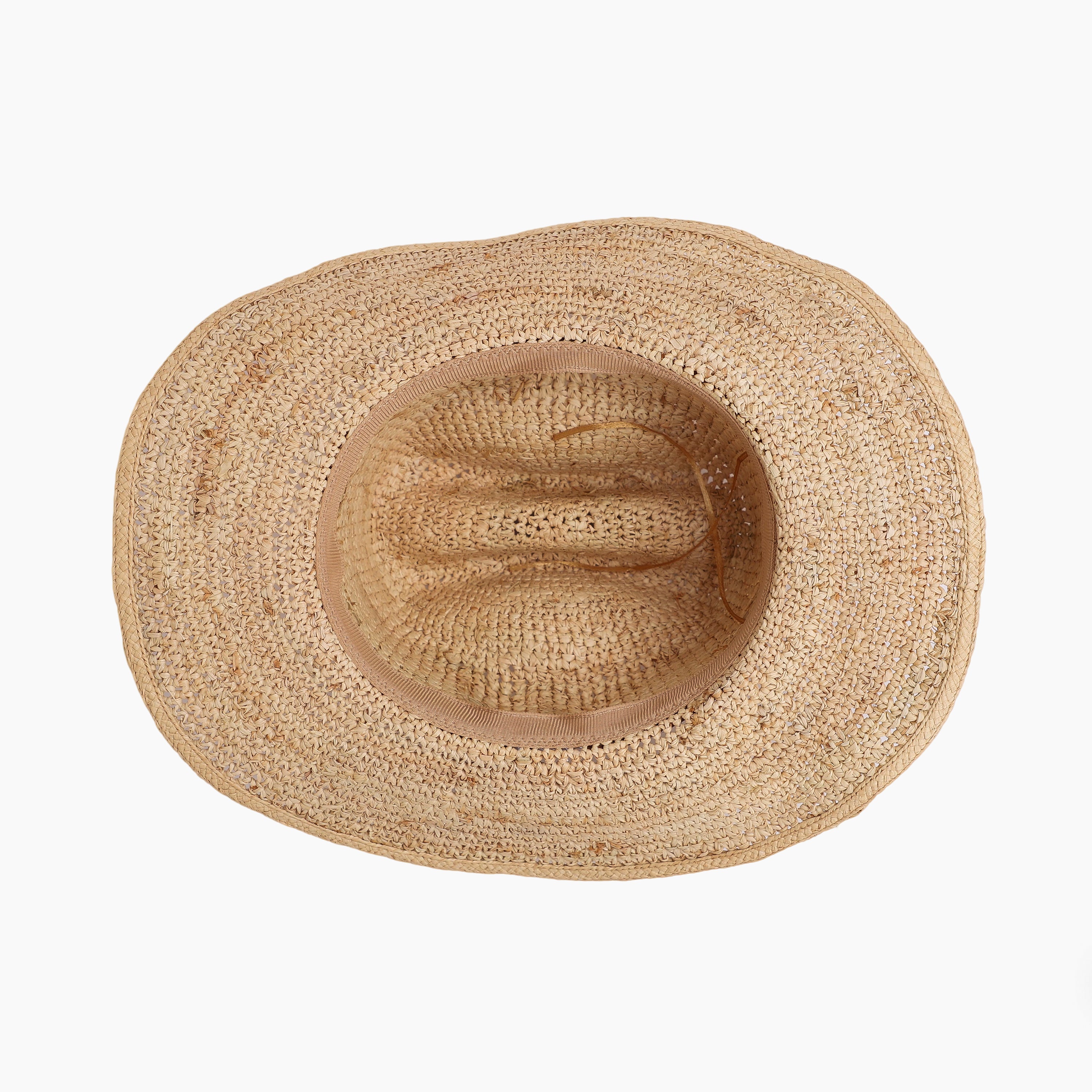 Wholesale Unisex Raffia Cowboy Hat with Upturned Brim and UPF 50+ Sun Protection