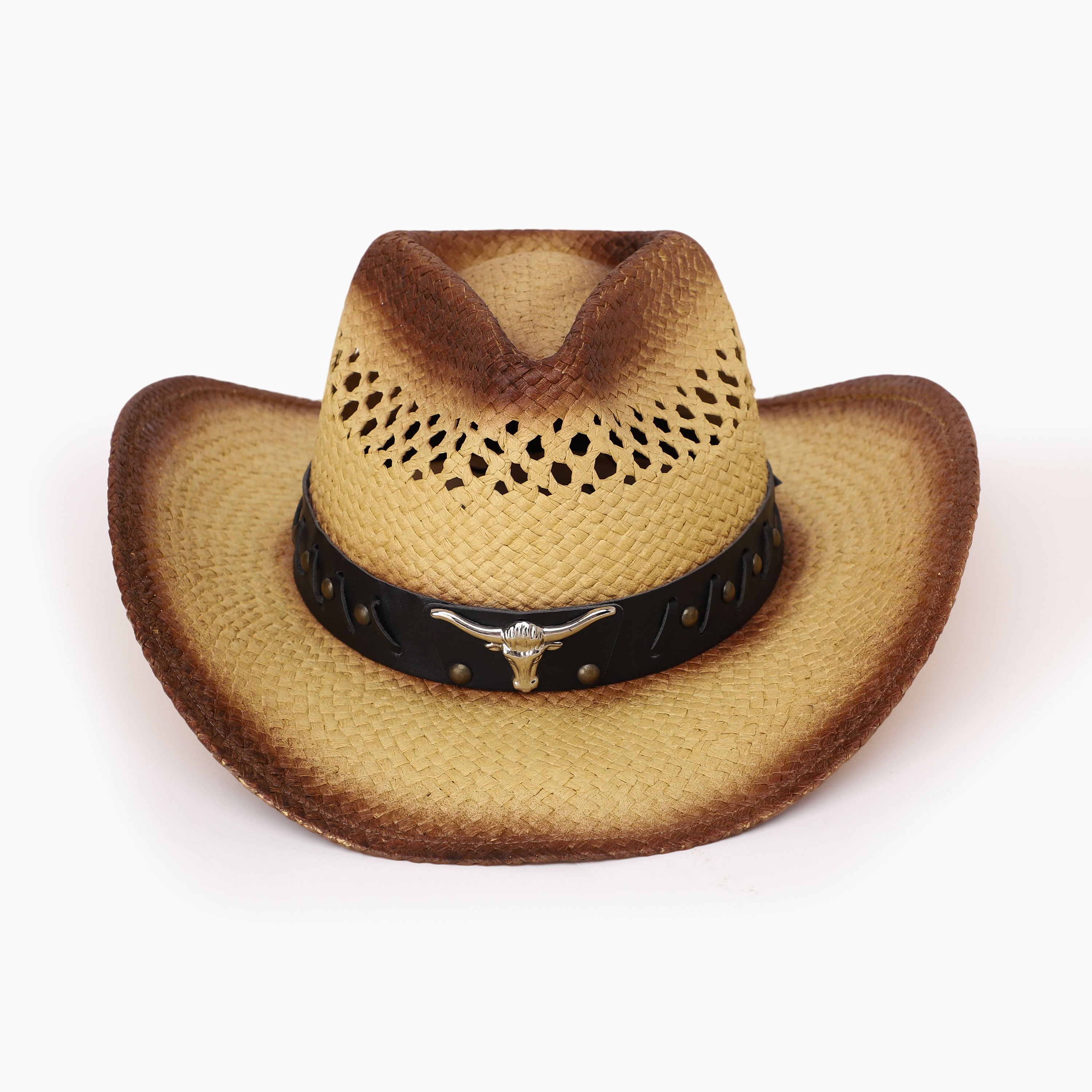 US Stock Wholesale Unisex Paper Straw Cowboy Hat with Upturned Brim and UPF 50+ Sun Protection