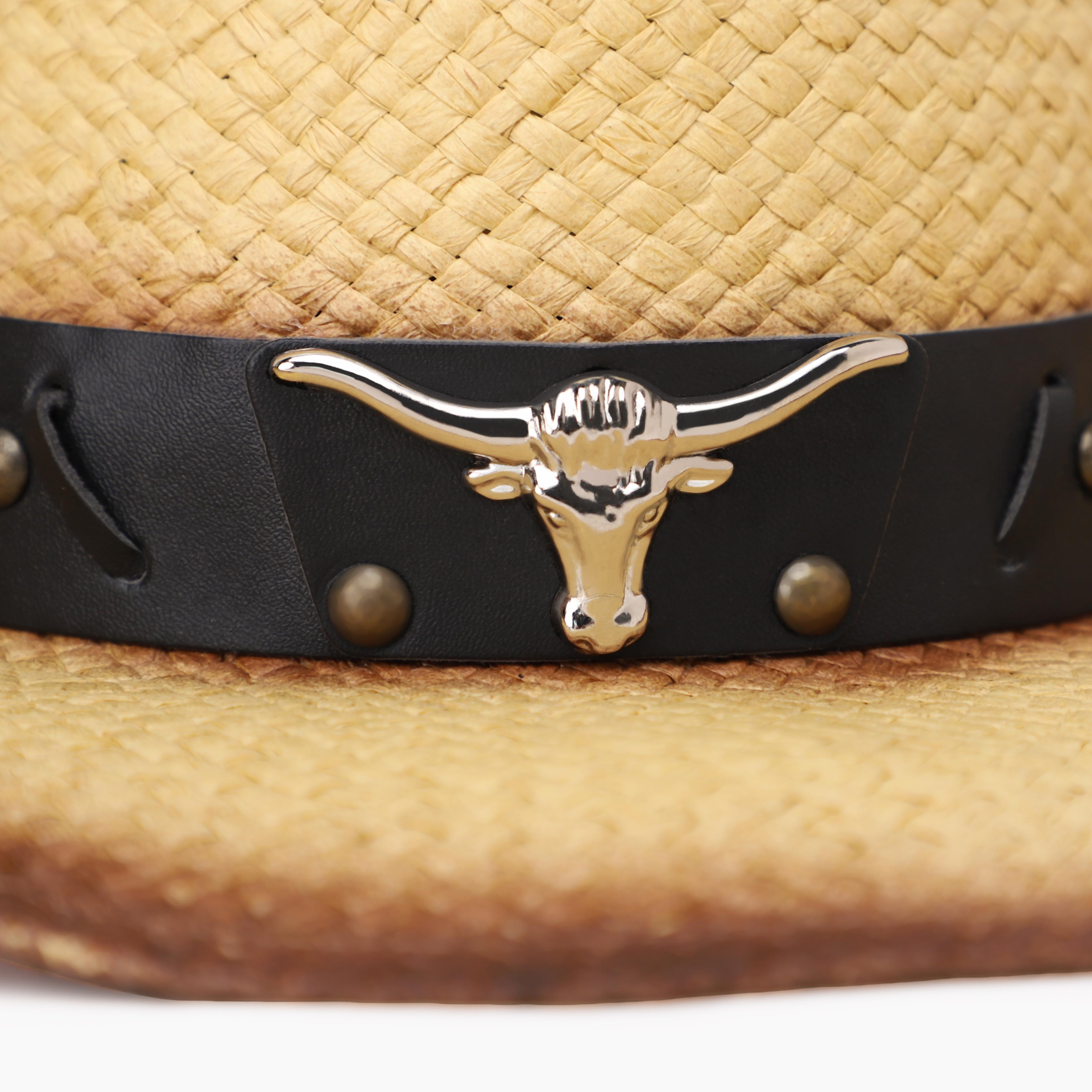 US Stock Wholesale Unisex Paper Straw Cowboy Hat with Upturned Brim and UPF 50+ Sun Protection
