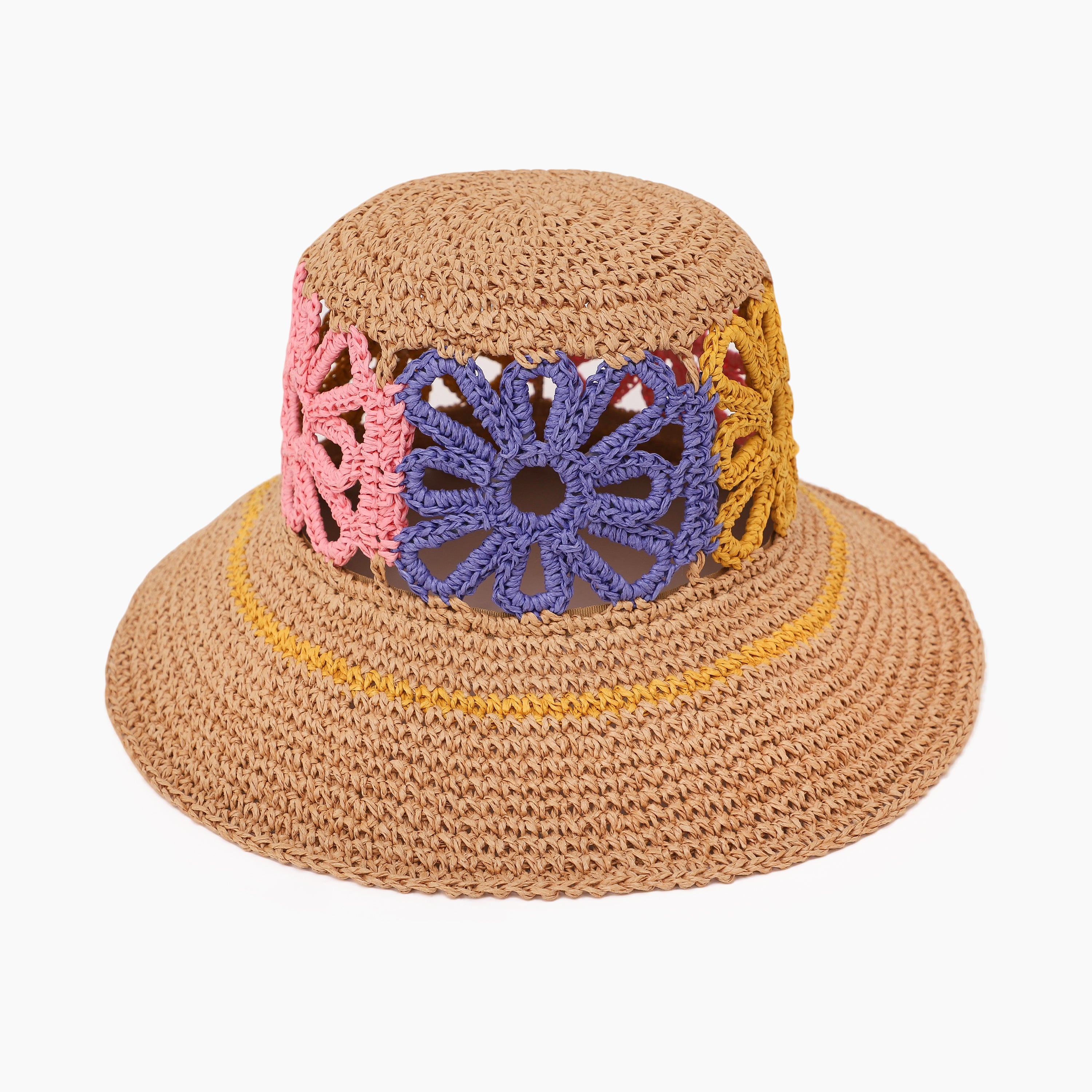 US Stock Wholesale Women’s Paper Straw Bucket Hat with Wide Brim and UPF 50+ Sun Protection