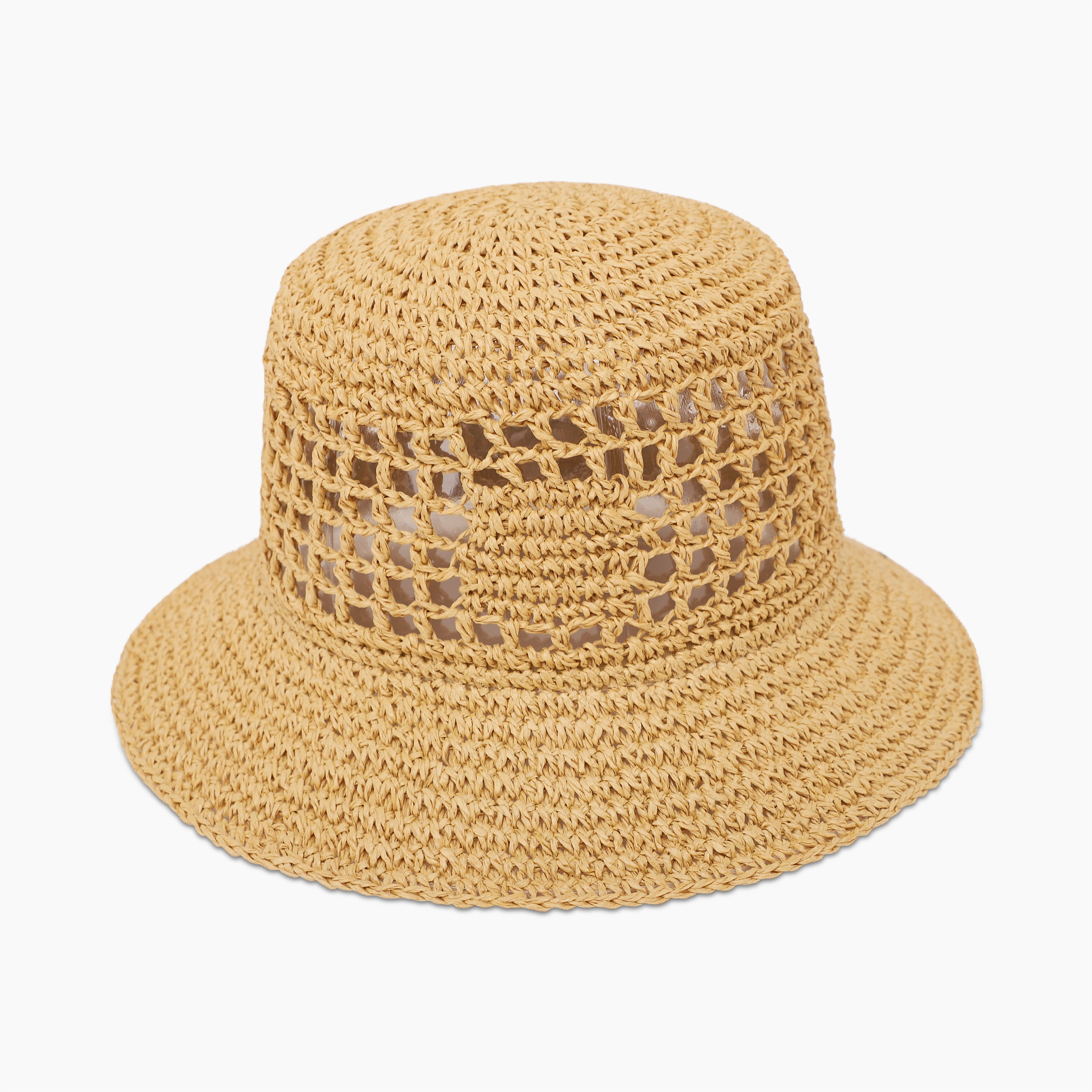 US Stock Wholesale Women's Paper Straw Bucket Hat with  Narrow Brim and UPF 50+ Sun Protection