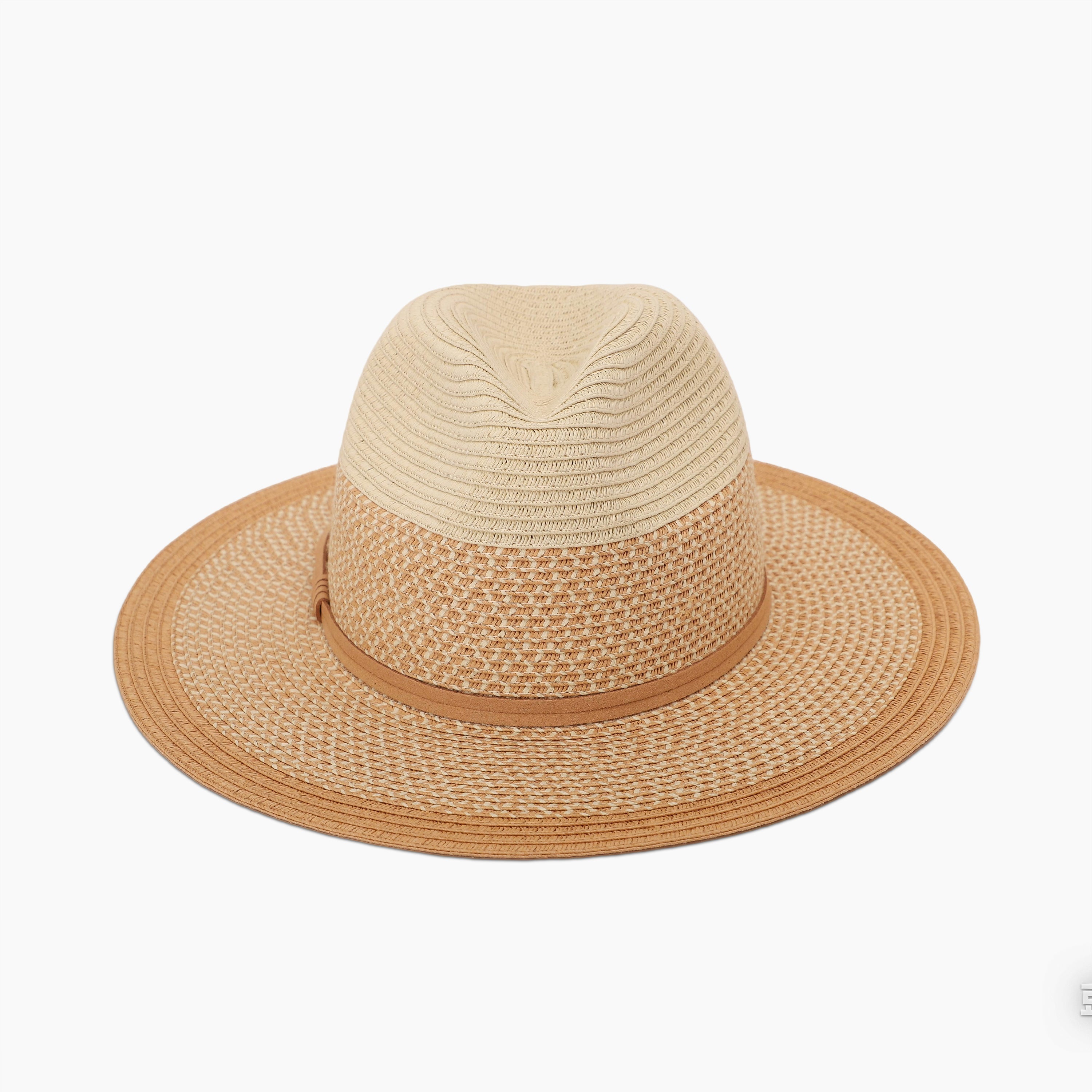Wholesale Unisex Paper Straw Fedora Hat with  Flat Brim and UPF 50+ Sun Protection