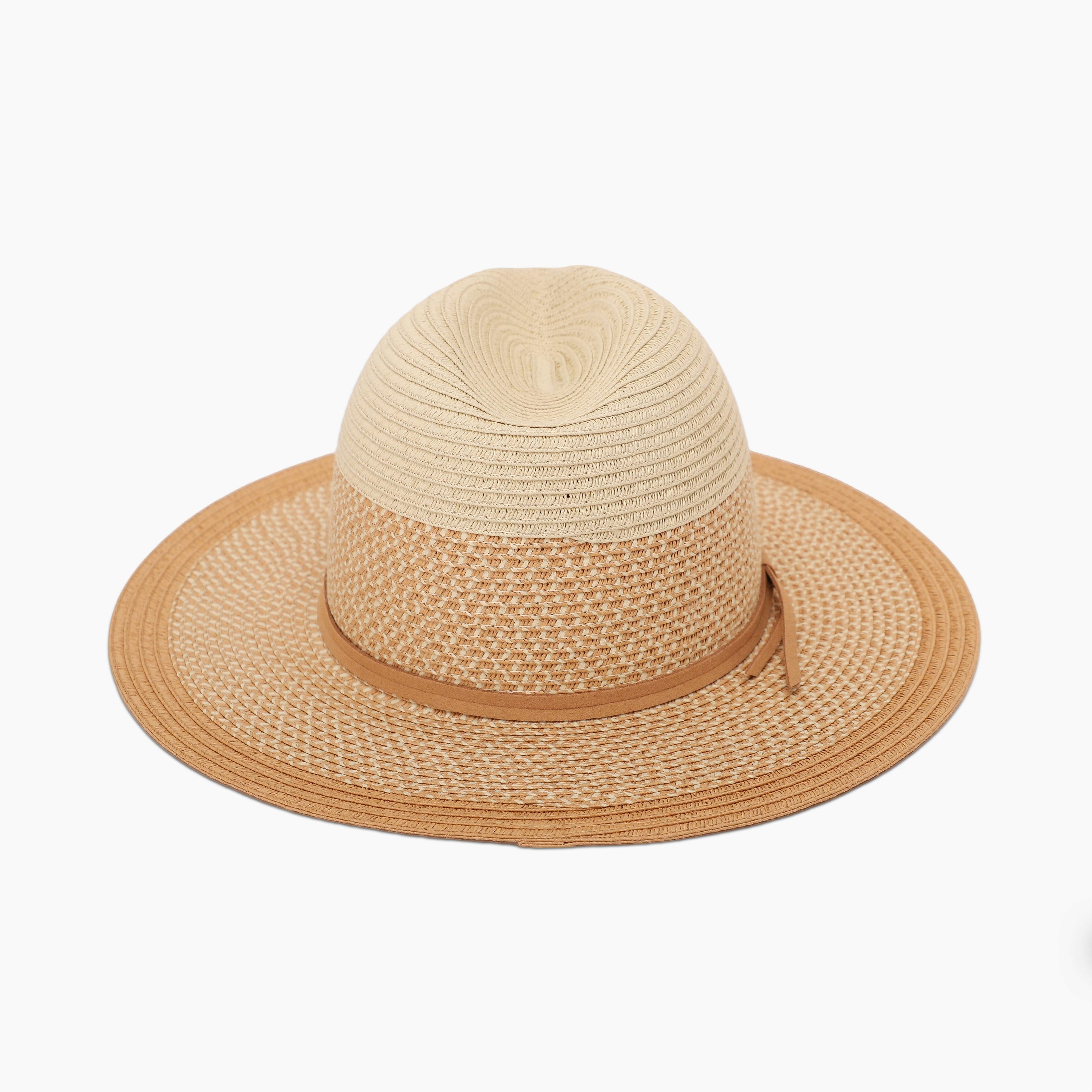 Wholesale Unisex Paper Straw Fedora Hat with  Flat Brim and UPF 50+ Sun Protection