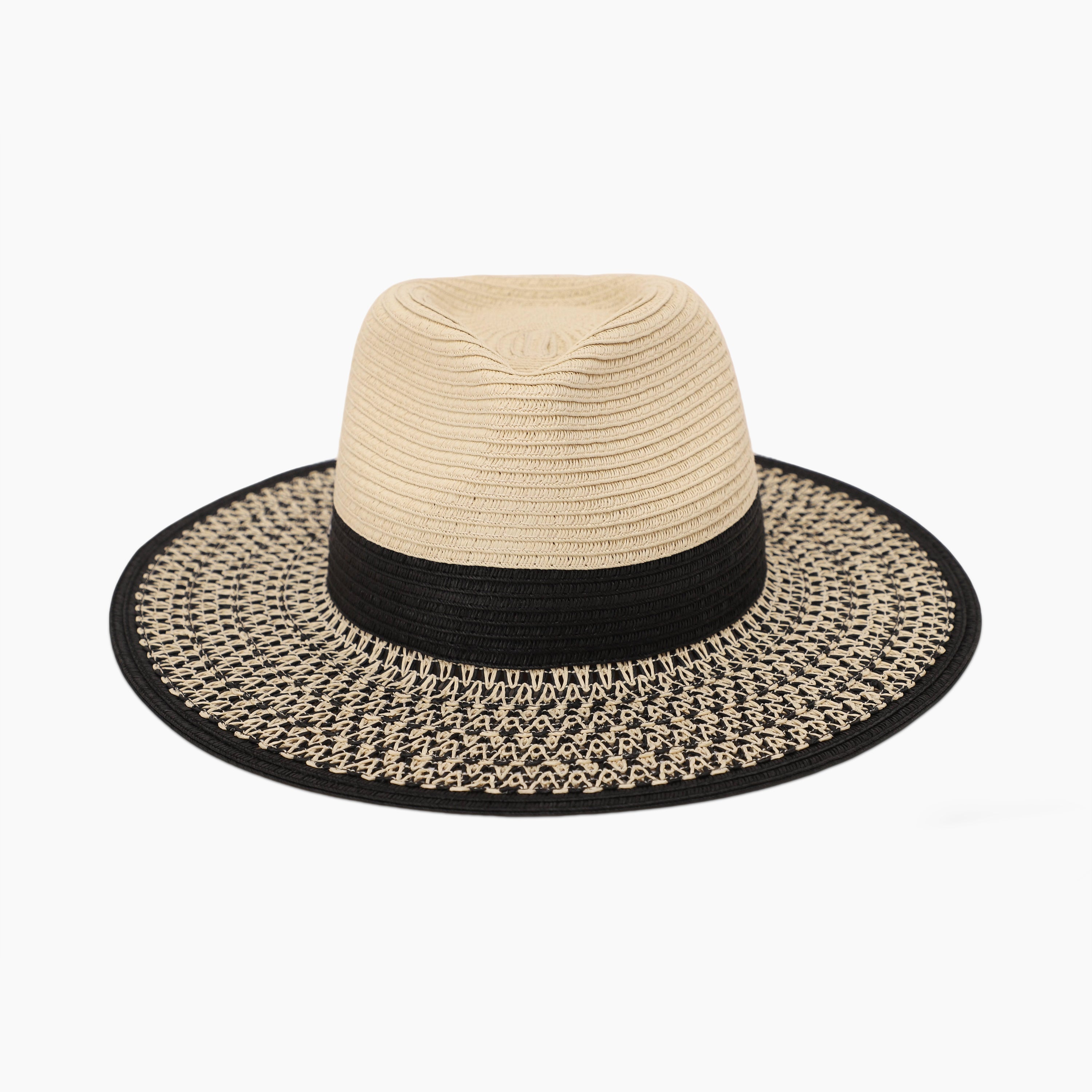 Wholesale Unisex Paper Straw Fedora Hat with  Flat Brim and UPF 50+ Sun Protection