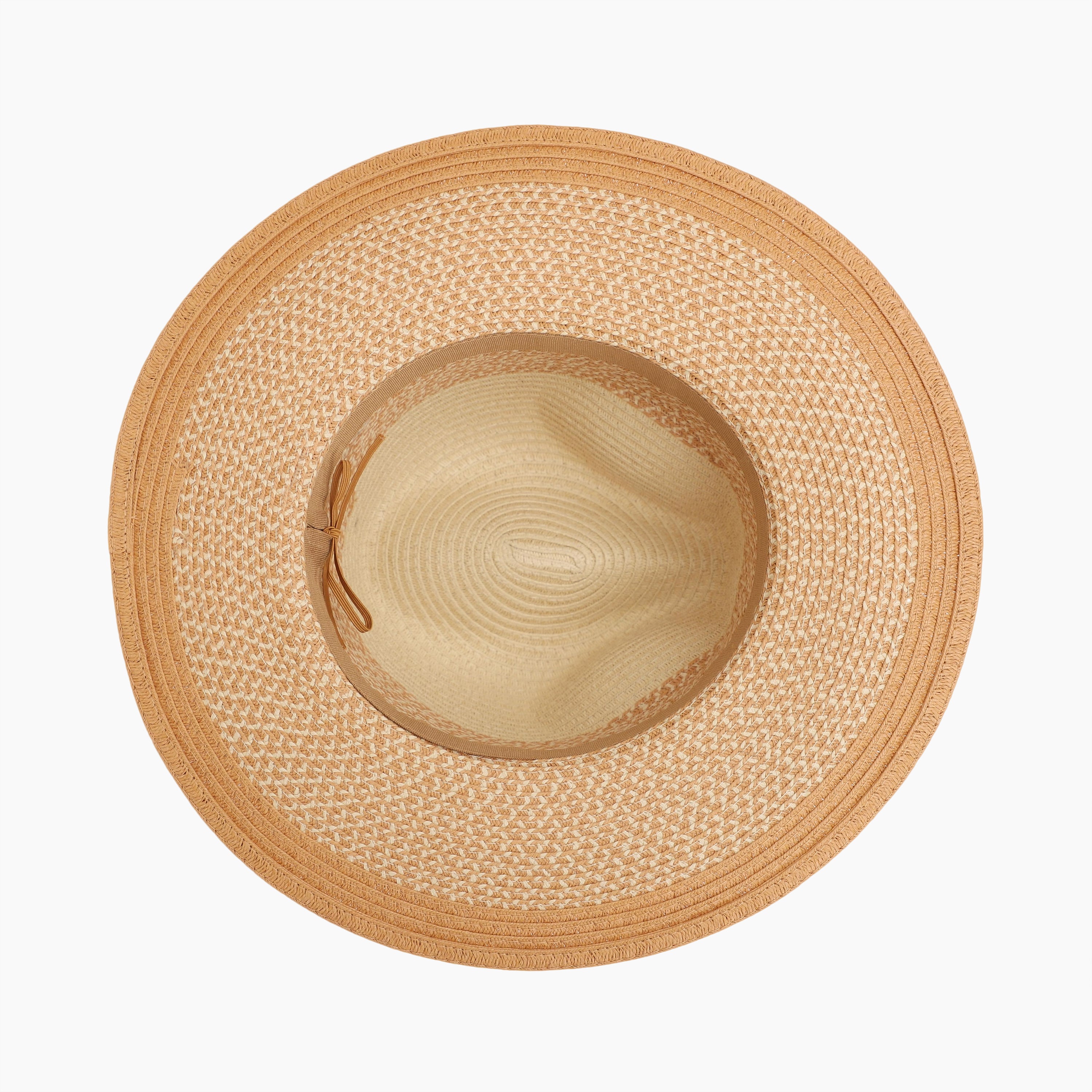 Wholesale Unisex Paper Straw Fedora Hat with  Flat Brim and UPF 50+ Sun Protection