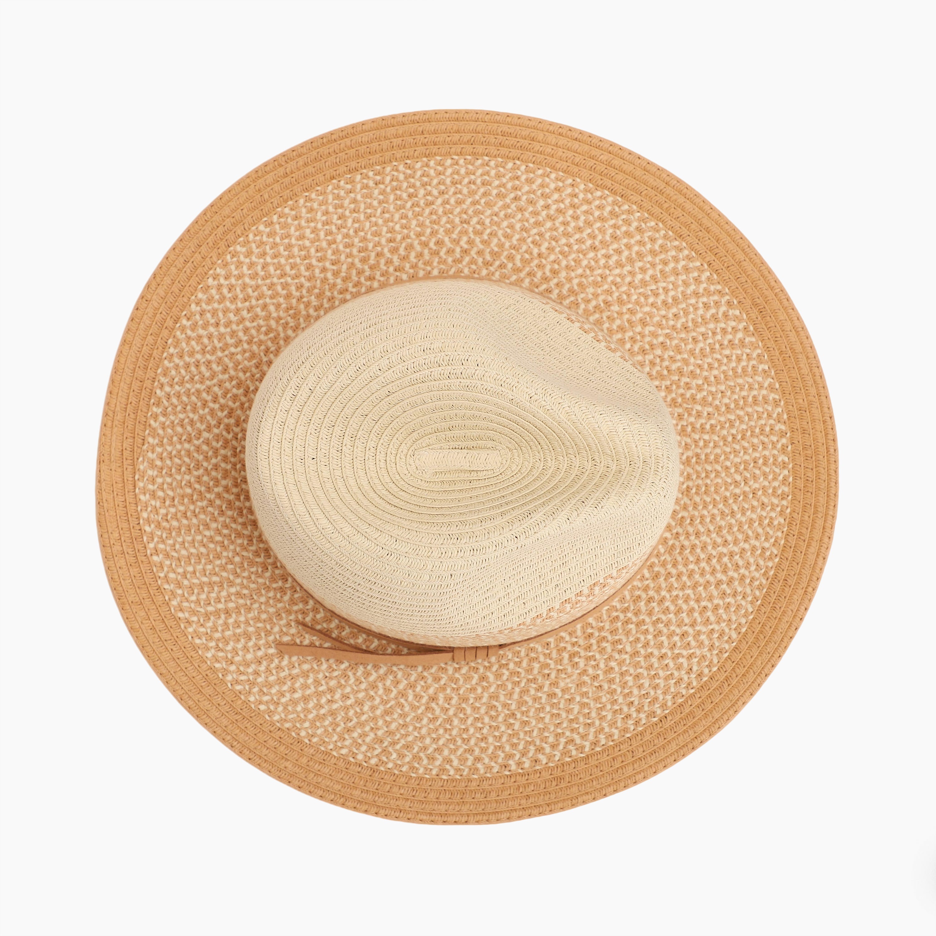 Wholesale Unisex Paper Straw Fedora Hat with  Flat Brim and UPF 50+ Sun Protection