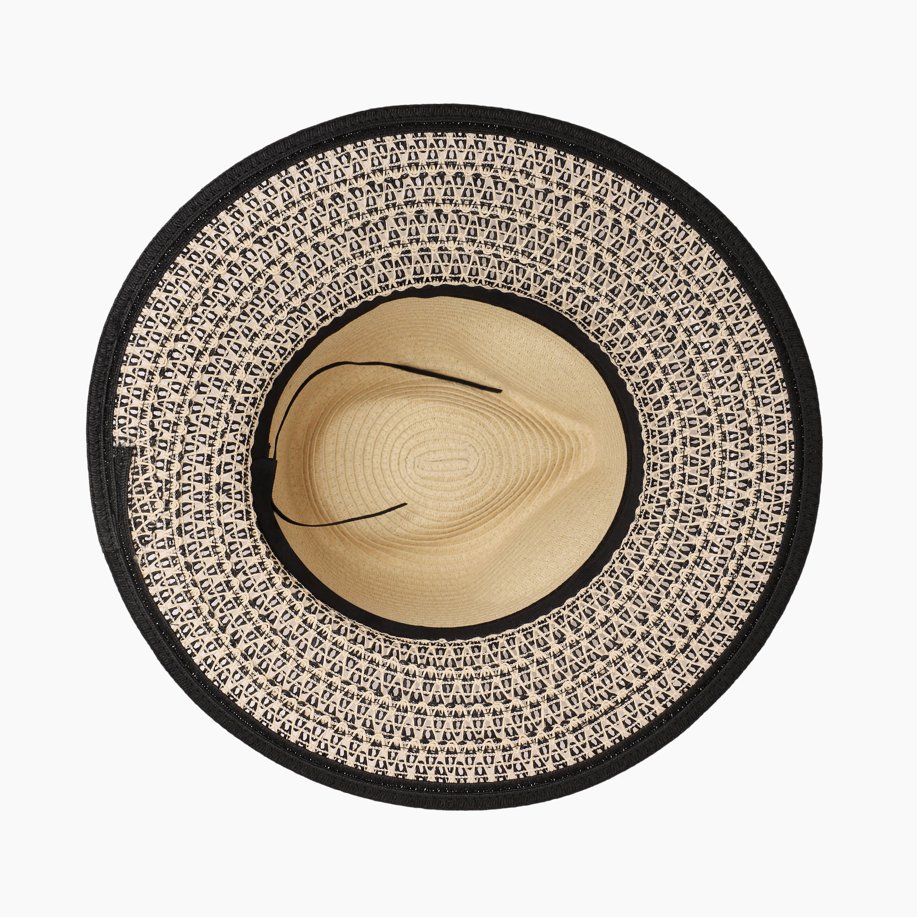Wholesale Unisex Paper Straw Fedora Hat with  Flat Brim and UPF 50+ Sun Protection