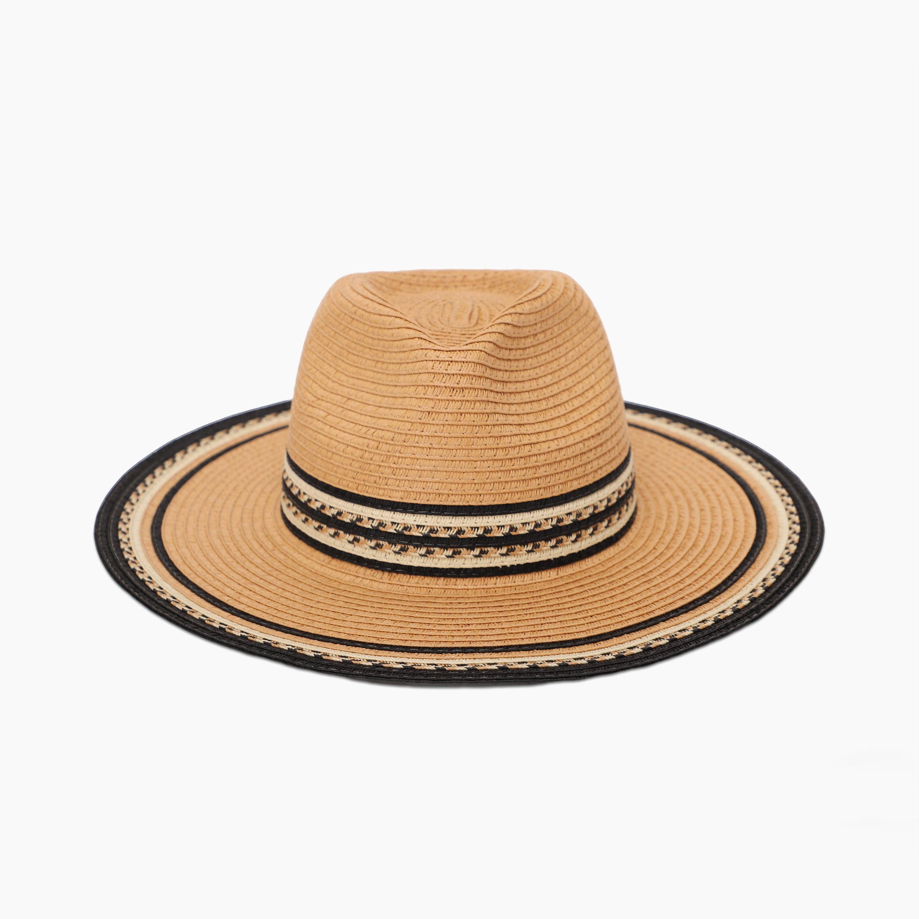 Wholesale Unisex Paper Straw Fedora Hat with  Flat Brim and UPF 50+ Sun Protection