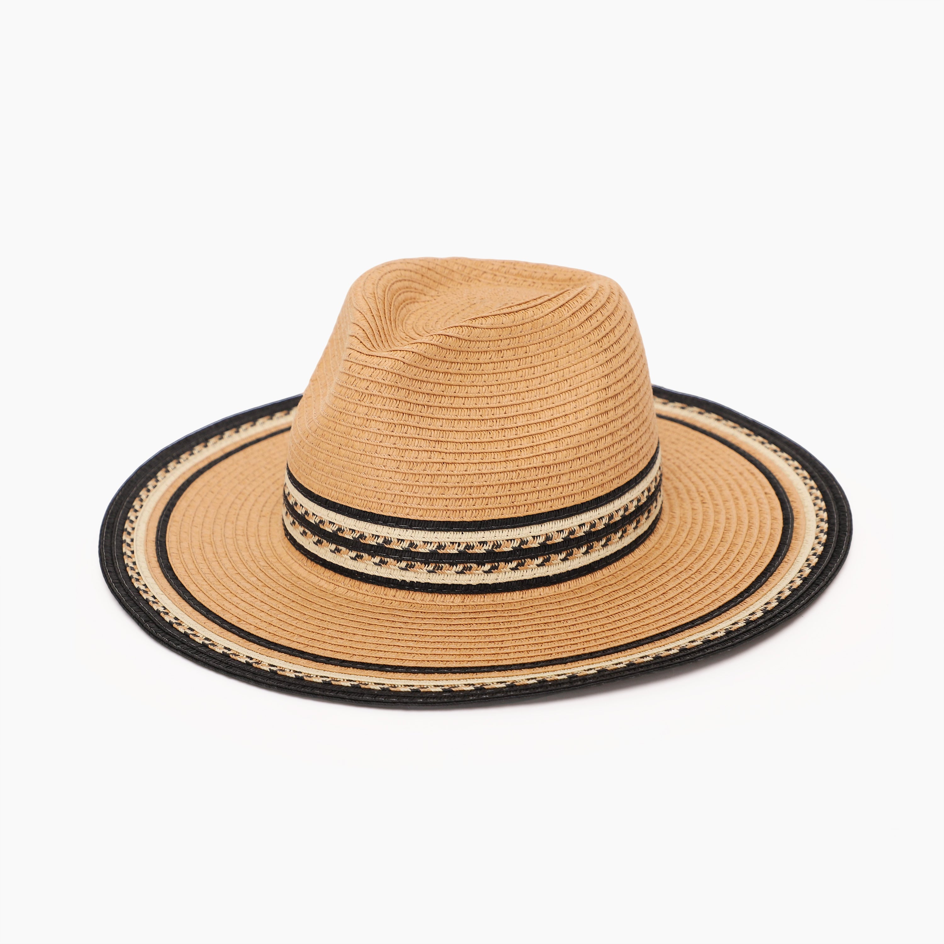 Wholesale Unisex Paper Straw Fedora Hat with  Flat Brim and UPF 50+ Sun Protection