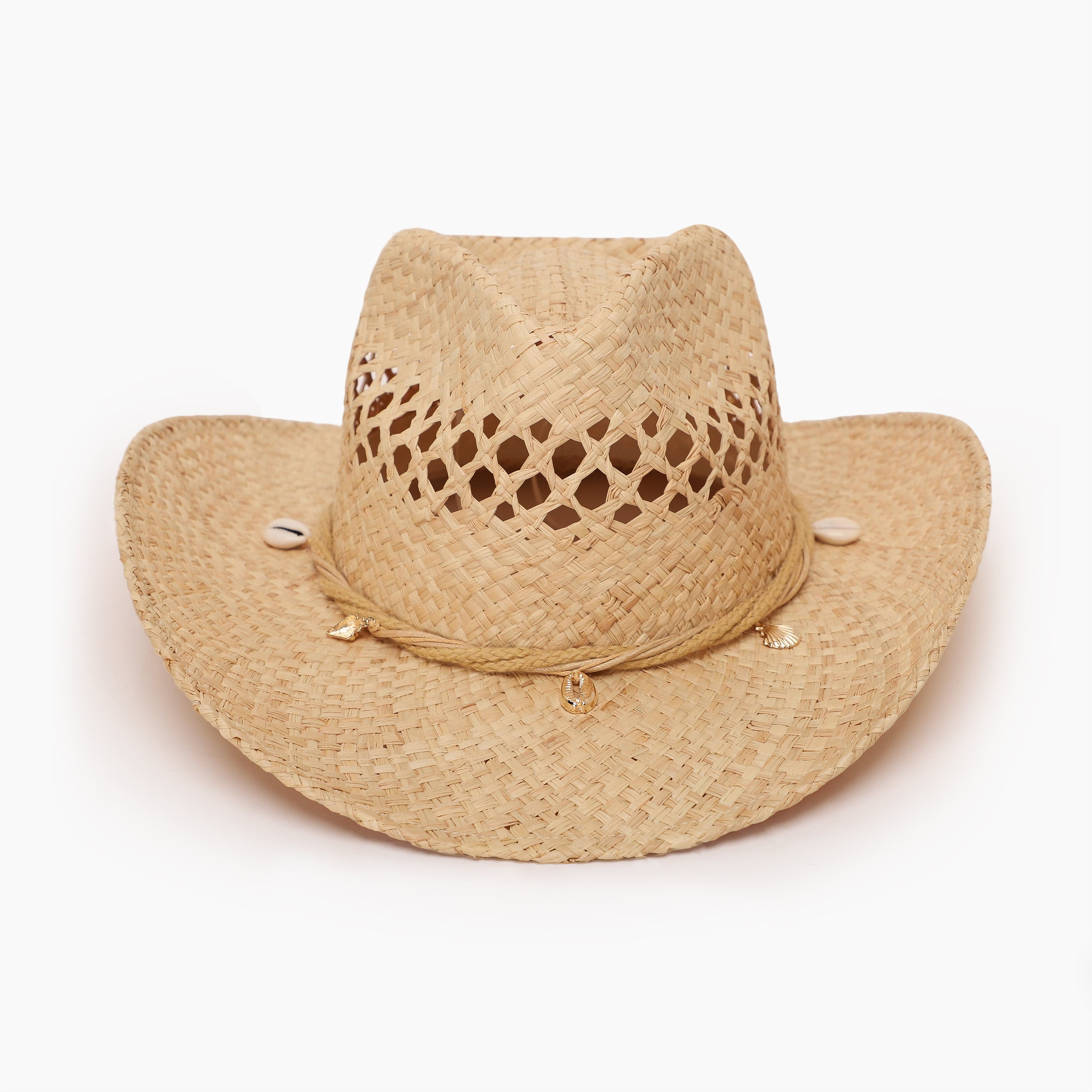 Wholesale Unisex Raffia Cowboy Hat with Upturned Brim and UPF 50+ Sun Protection