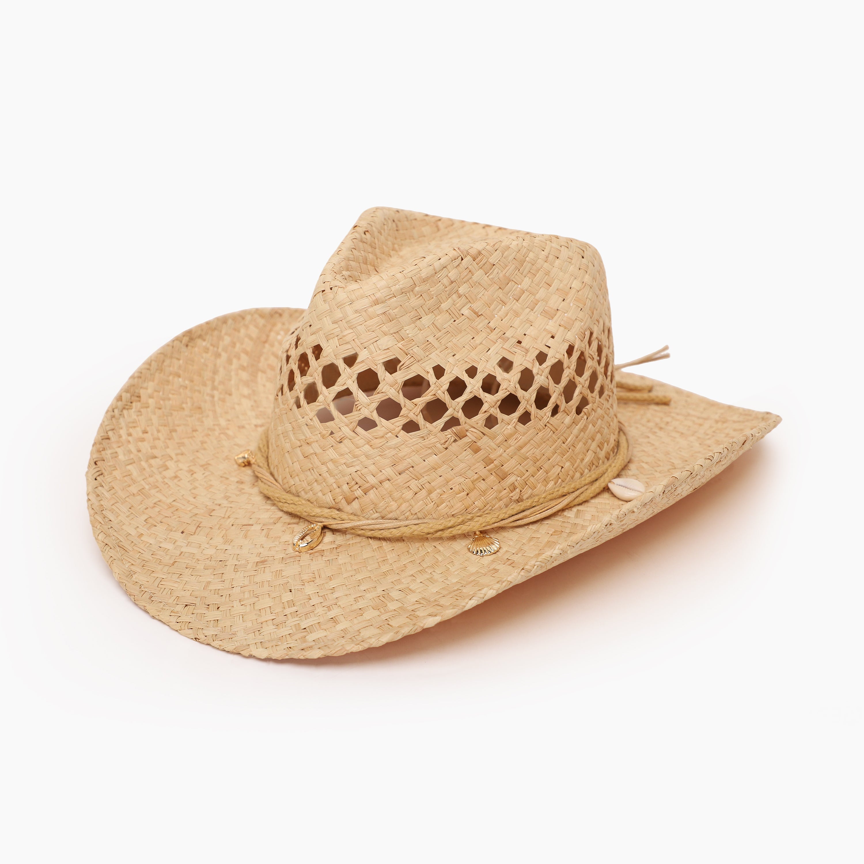 Wholesale Unisex Raffia Cowboy Hat with Upturned Brim and UPF 50+ Sun Protection
