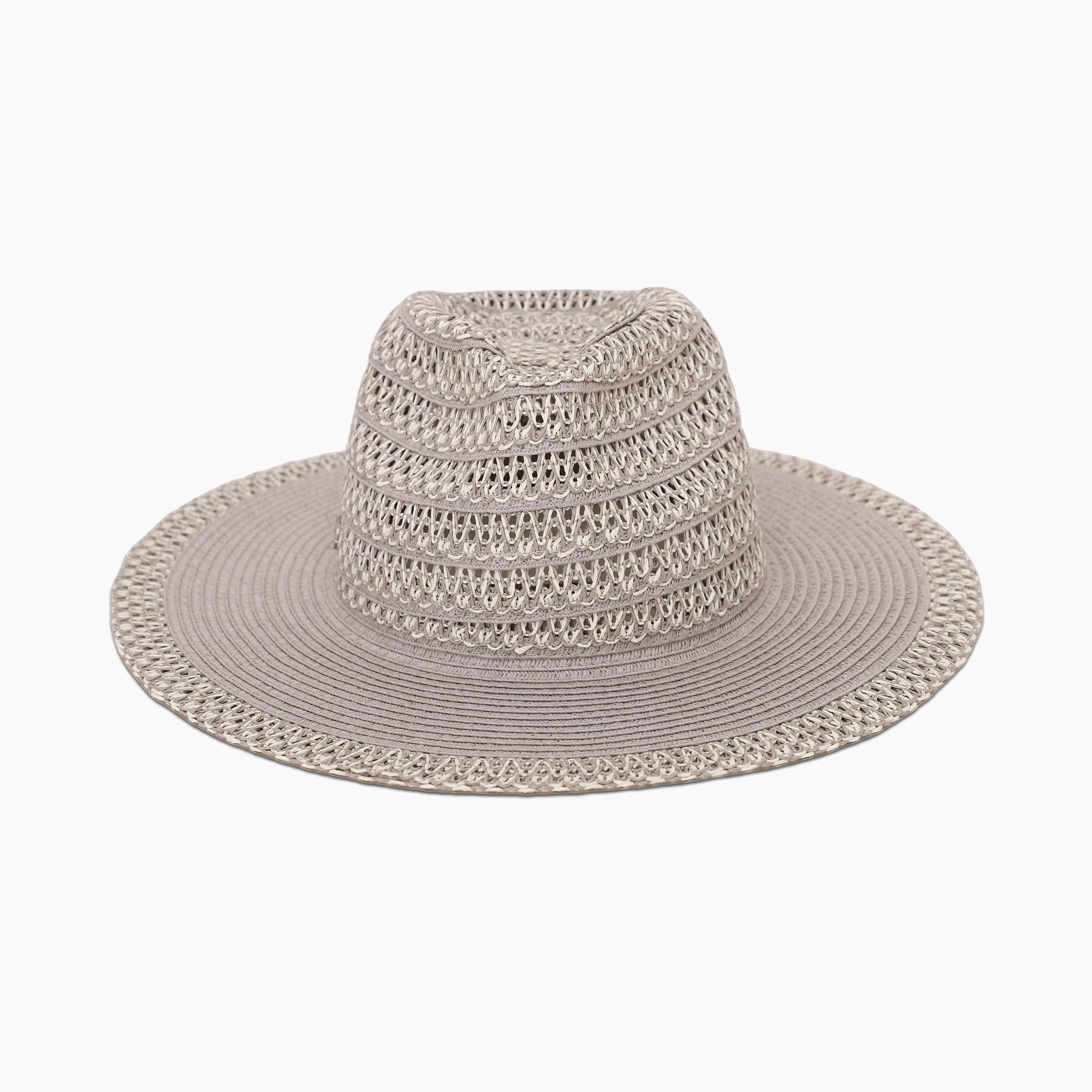 Wholesale Unisex Paper Straw Fedora Hat with  Flat Brim and UPF 50+ Sun Protection