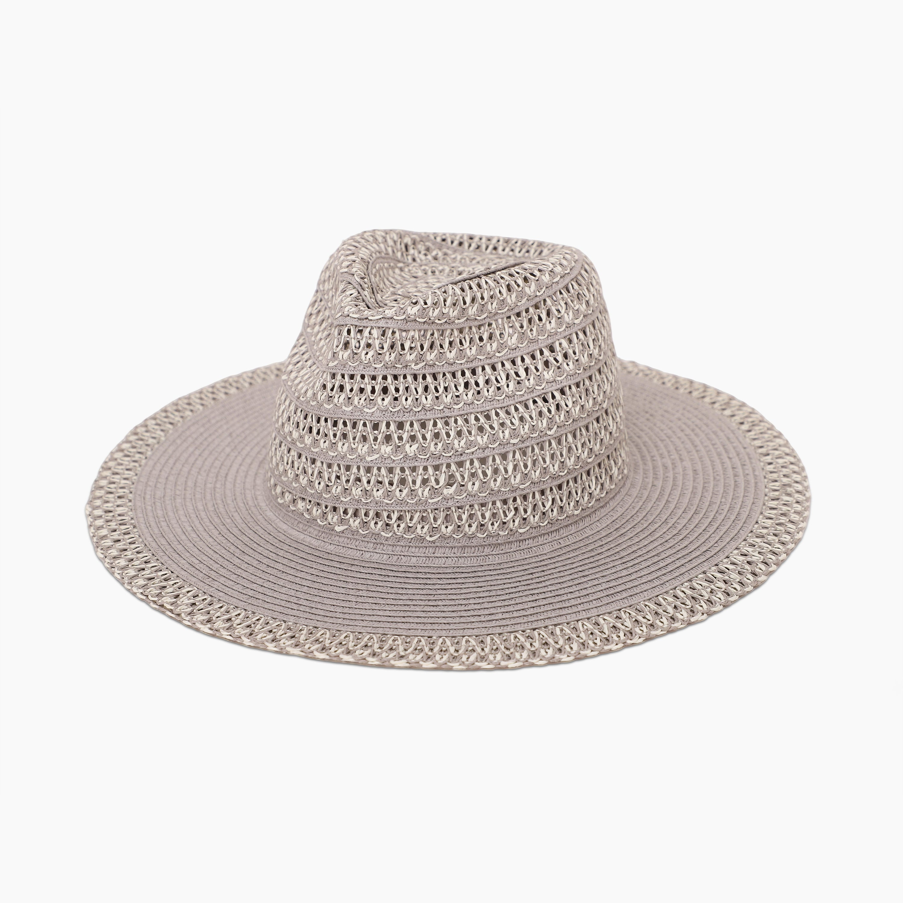 Wholesale Unisex Paper Straw Fedora Hat with  Flat Brim and UPF 50+ Sun Protection