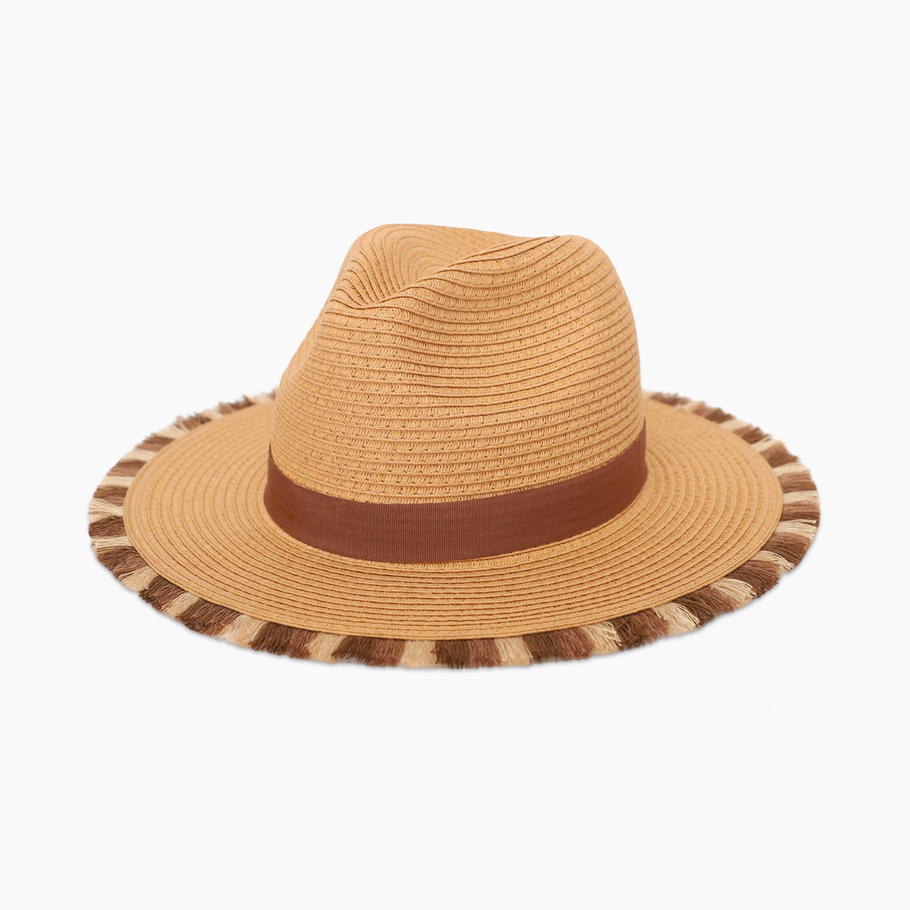 Wholesale Unisex Paper Straw Fedora Hat with  Flat Brim and UPF 50+ Sun Protection
