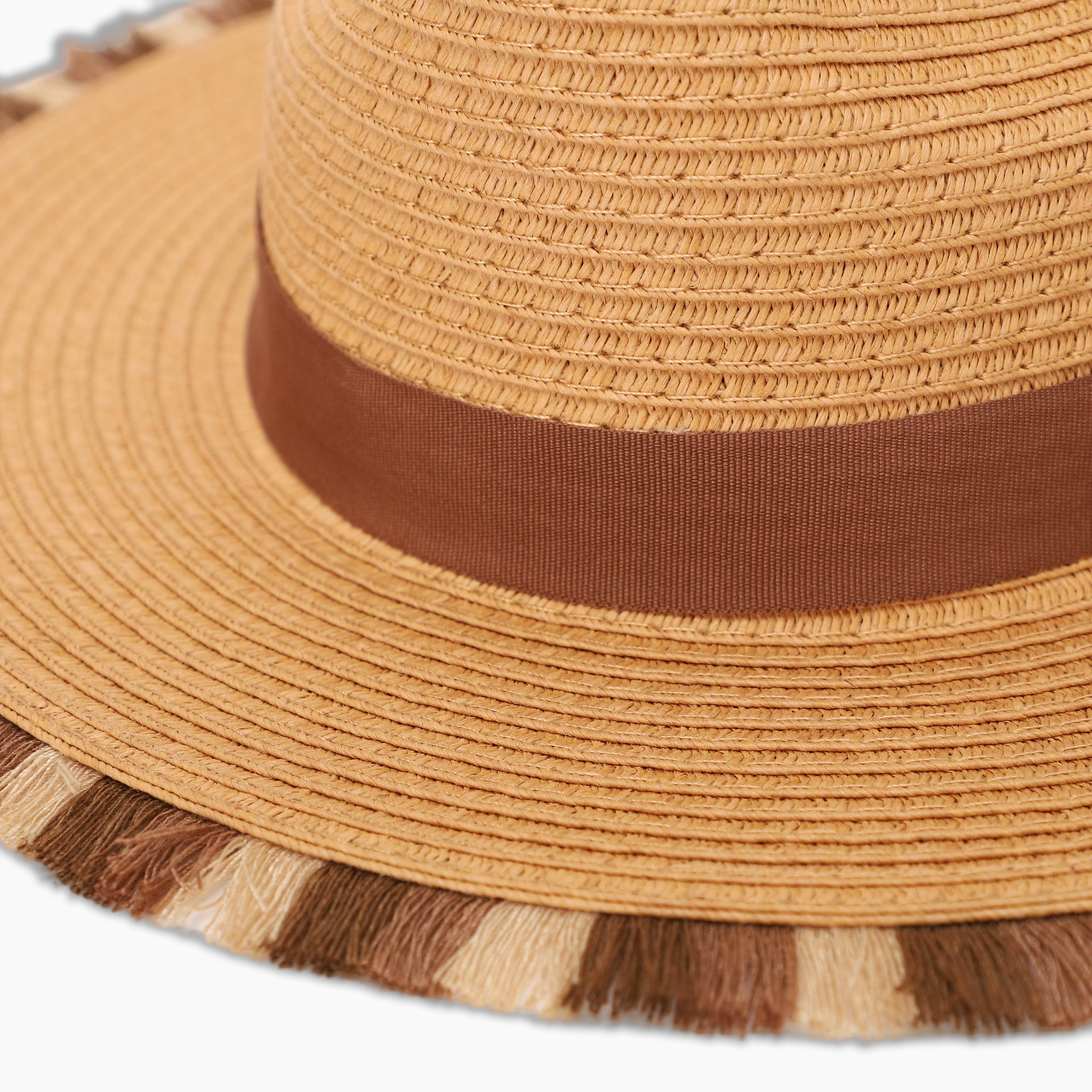 Wholesale Unisex Paper Straw Fedora Hat with  Flat Brim and UPF 50+ Sun Protection