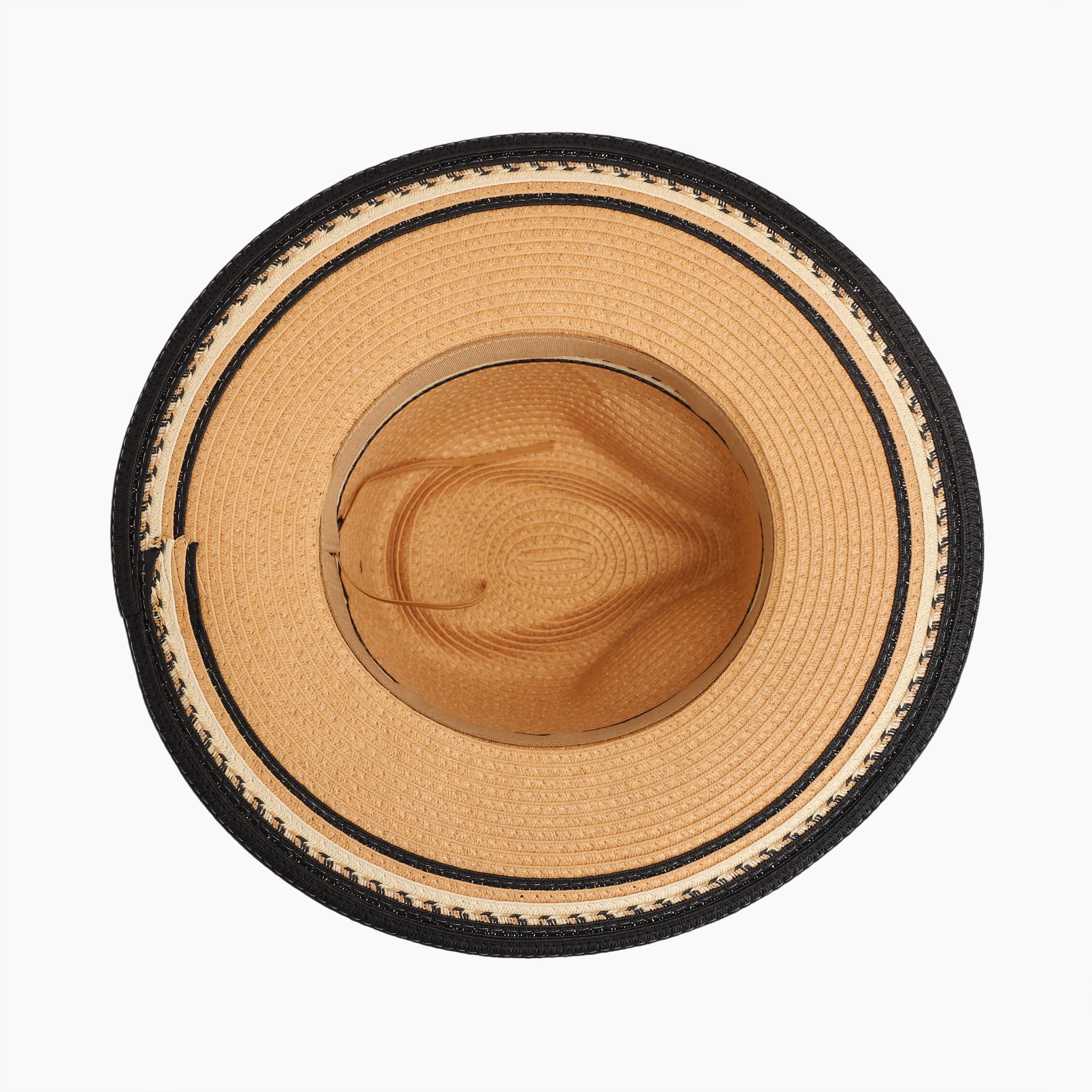 Wholesale Unisex Paper Straw Fedora Hat with  Flat Brim and UPF 50+ Sun Protection