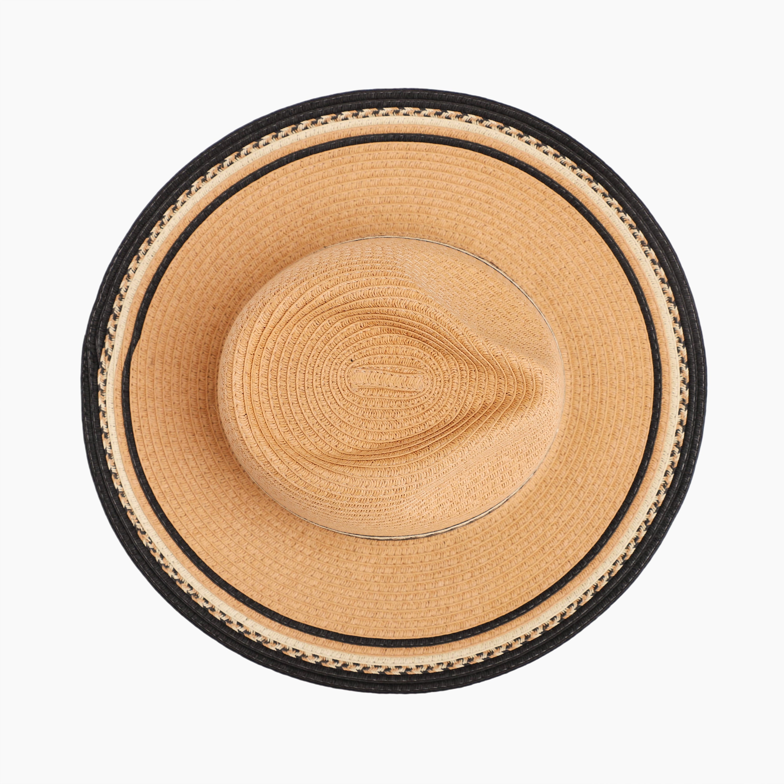 Wholesale Unisex Paper Straw Fedora Hat with  Flat Brim and UPF 50+ Sun Protection