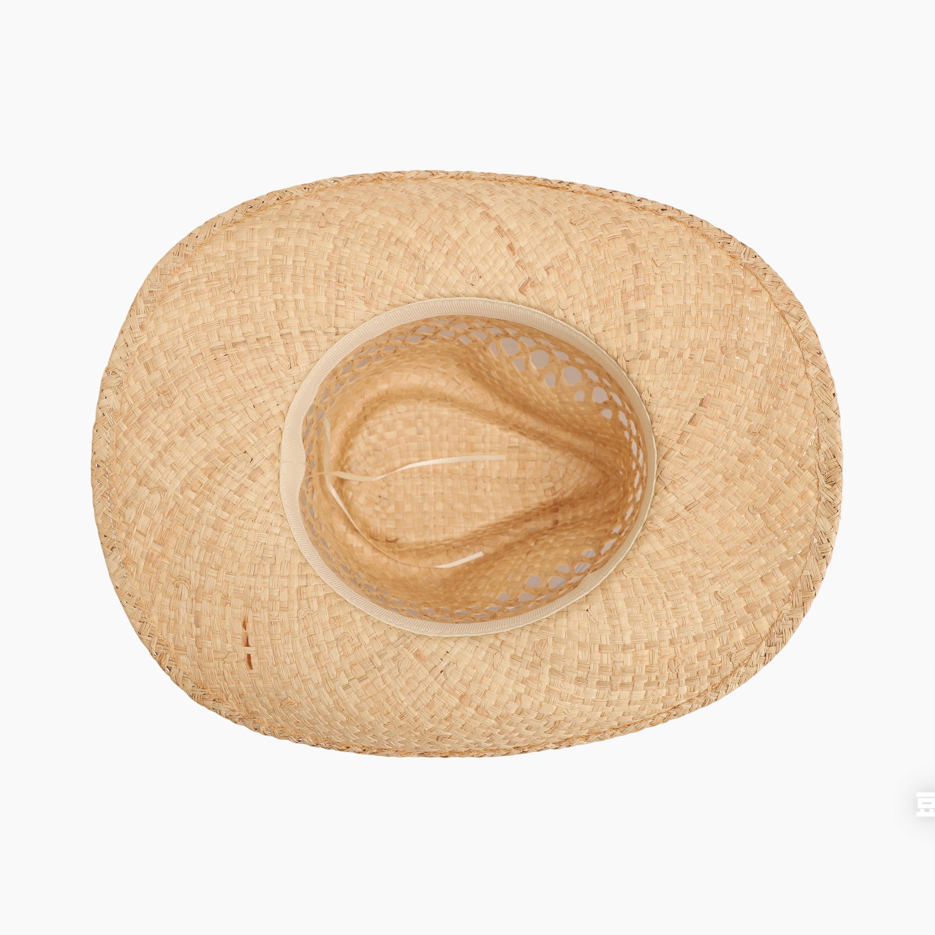 Wholesale Unisex Raffia Cowboy Hat with Upturned Brim and UPF 50+ Sun Protection