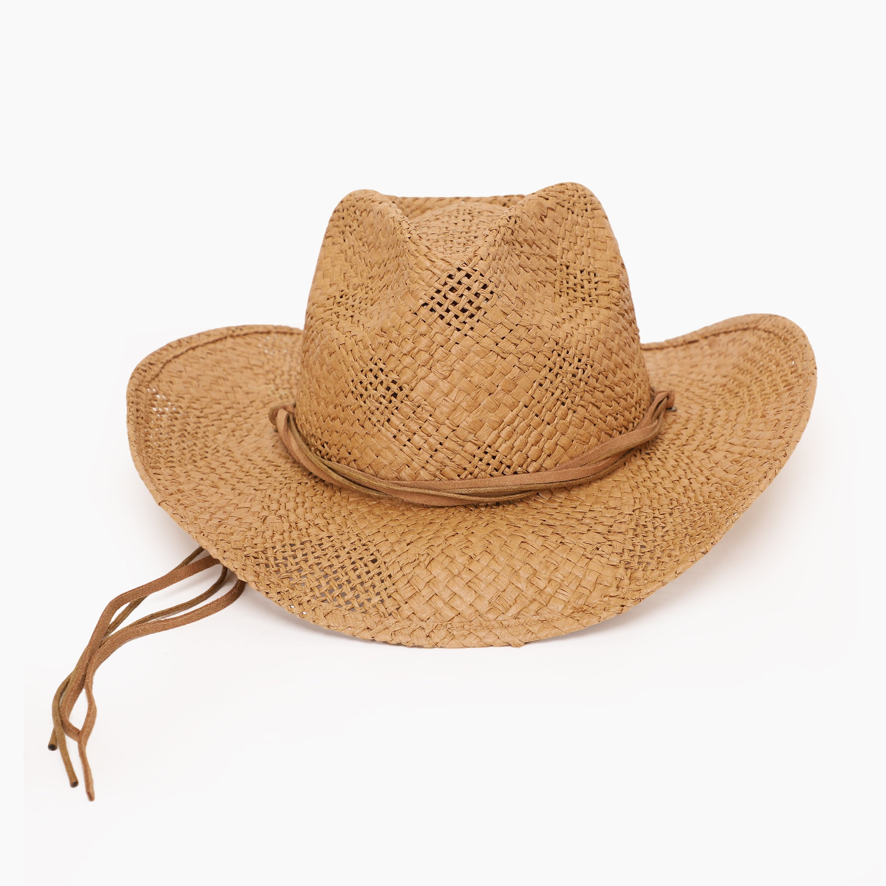 Wholesale Unisex Paper Straw Cowboy Hat with Upturned Brim and UPF 50+ Sun Protection