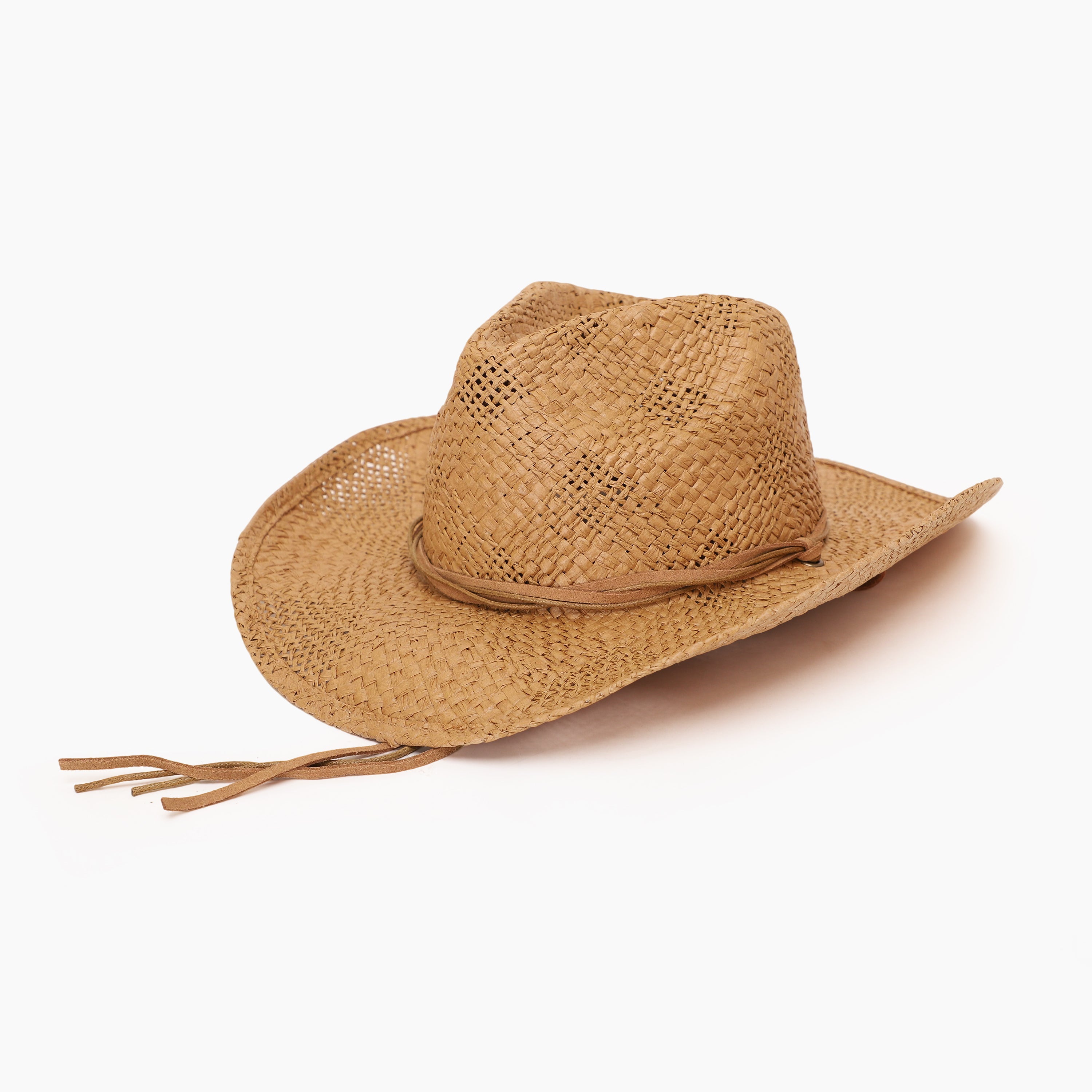 Wholesale Unisex Paper Straw Cowboy Hat with Upturned Brim and UPF 50+ Sun Protection