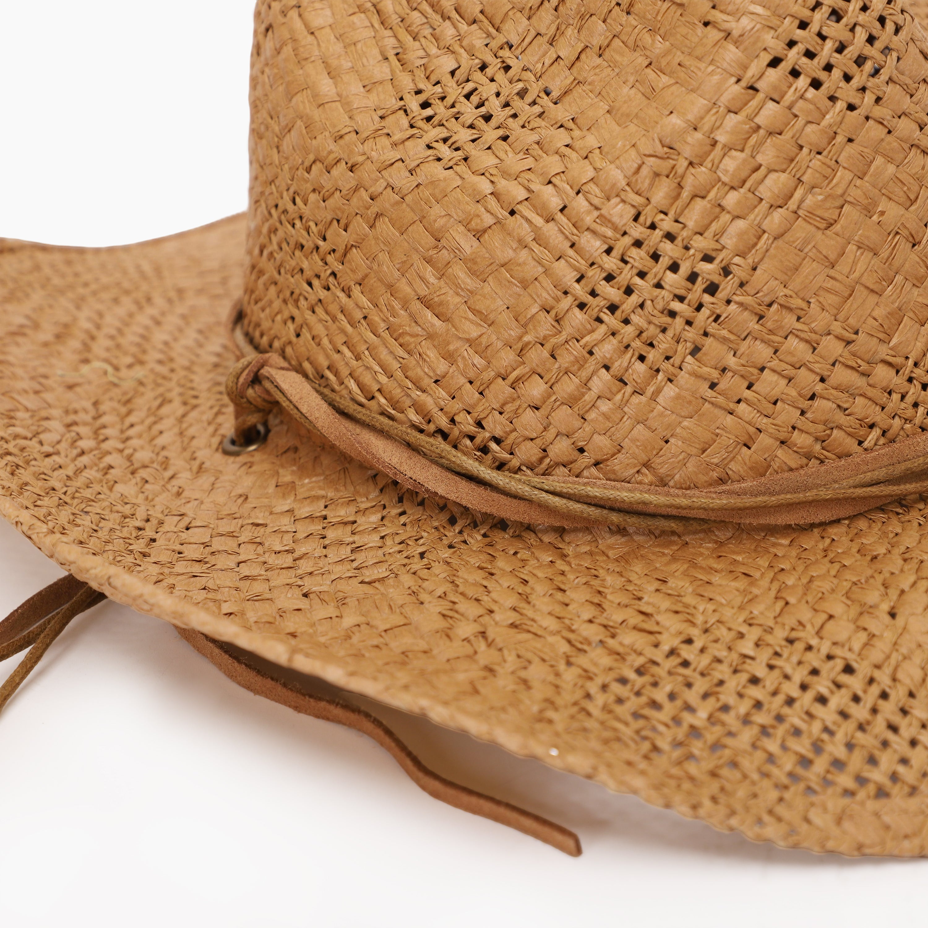 Wholesale Unisex Paper Straw Cowboy Hat with Upturned Brim and UPF 50+ Sun Protection