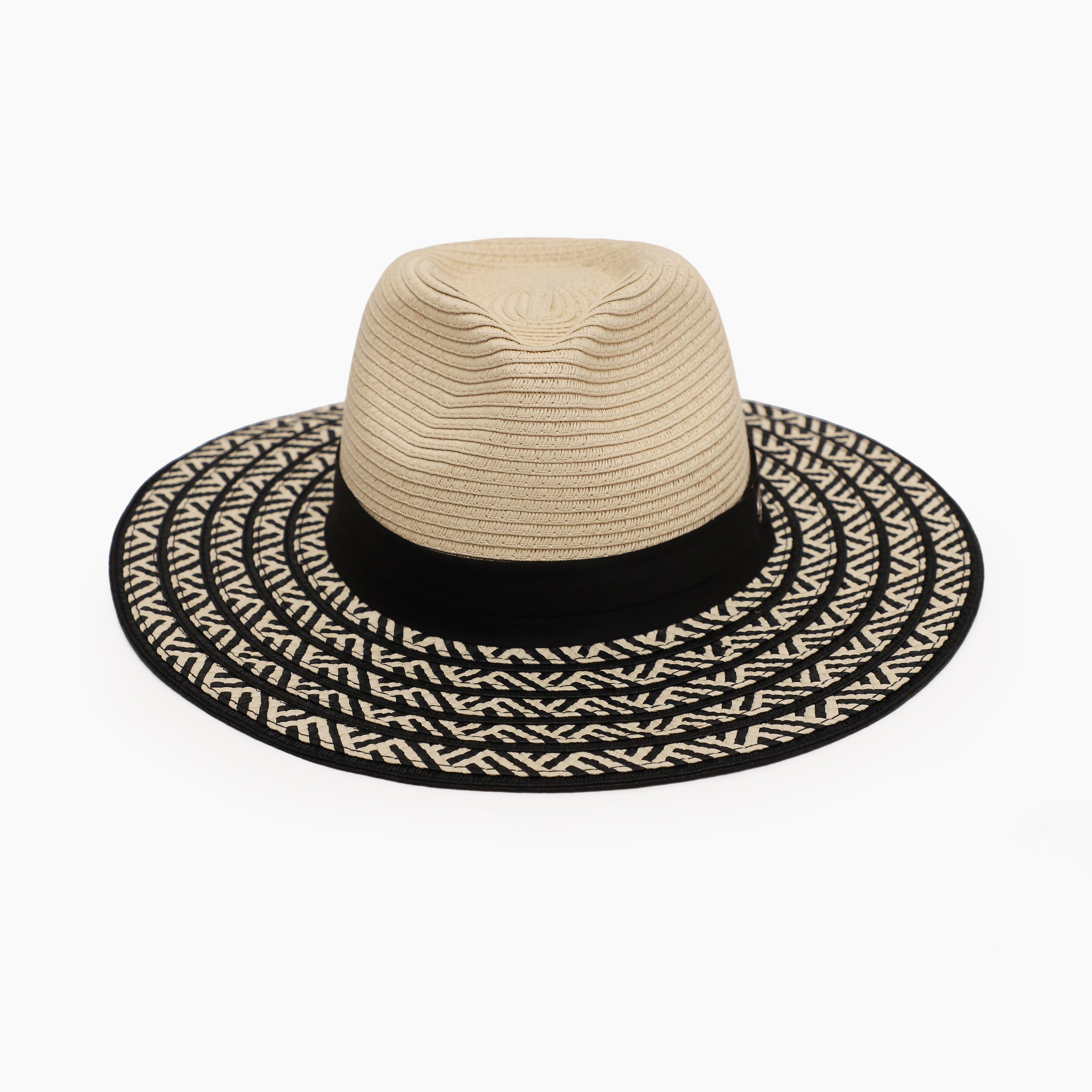 US Stock Wholesale Unisex Paper Straw Fedora Hat with  Flat Brim and UPF 50+ Sun Protection