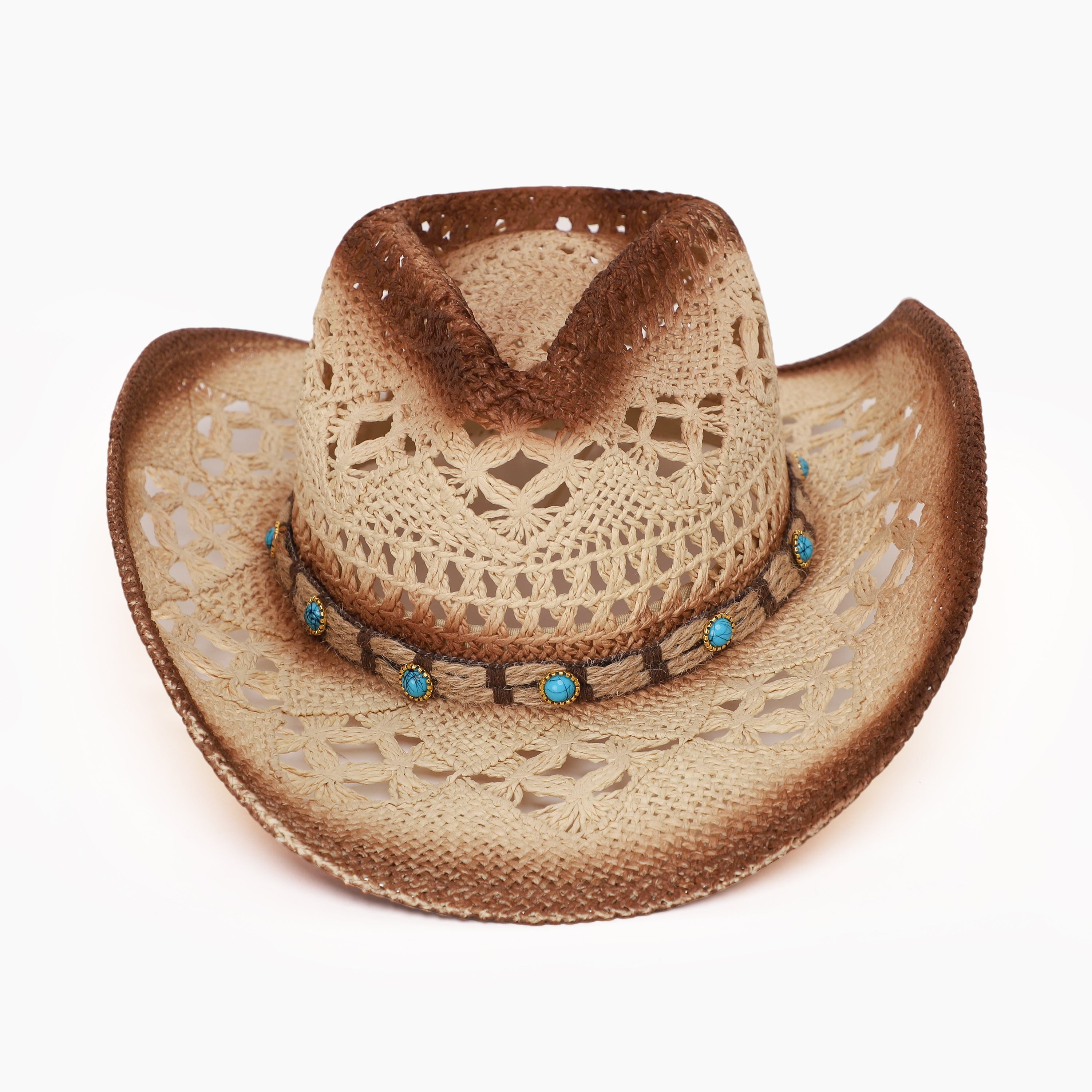 US Stock Wholesale Unisex Paper Straw Cowboy Hat with Upturned Brim and UPF 50+ Sun Protection