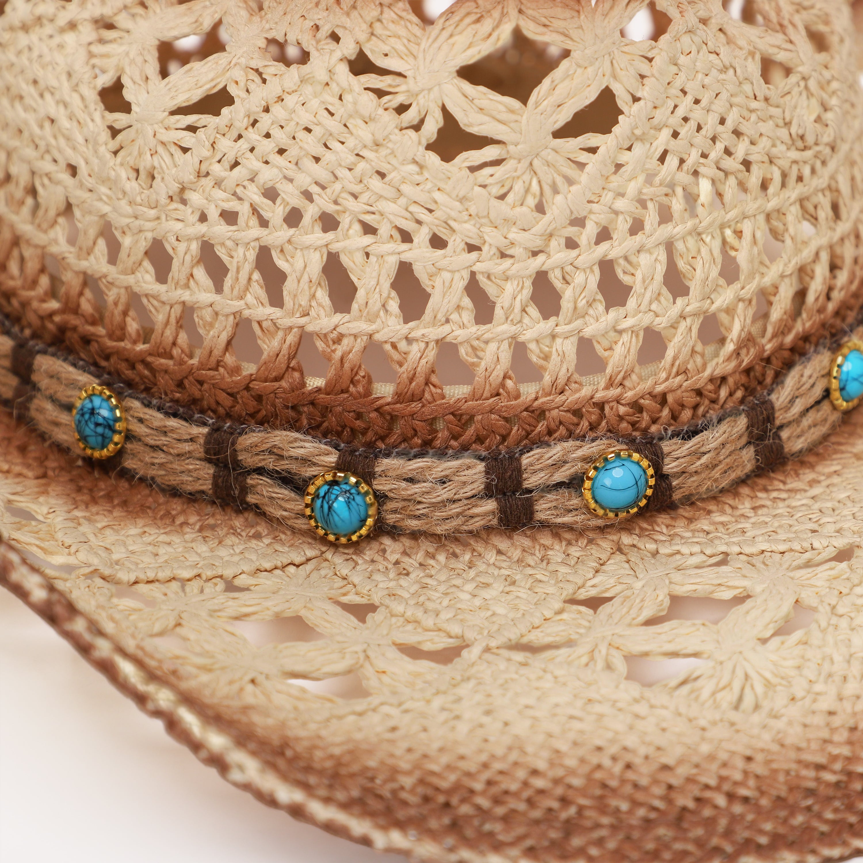 US Stock Wholesale Unisex Paper Straw Cowboy Hat with Upturned Brim and UPF 50+ Sun Protection