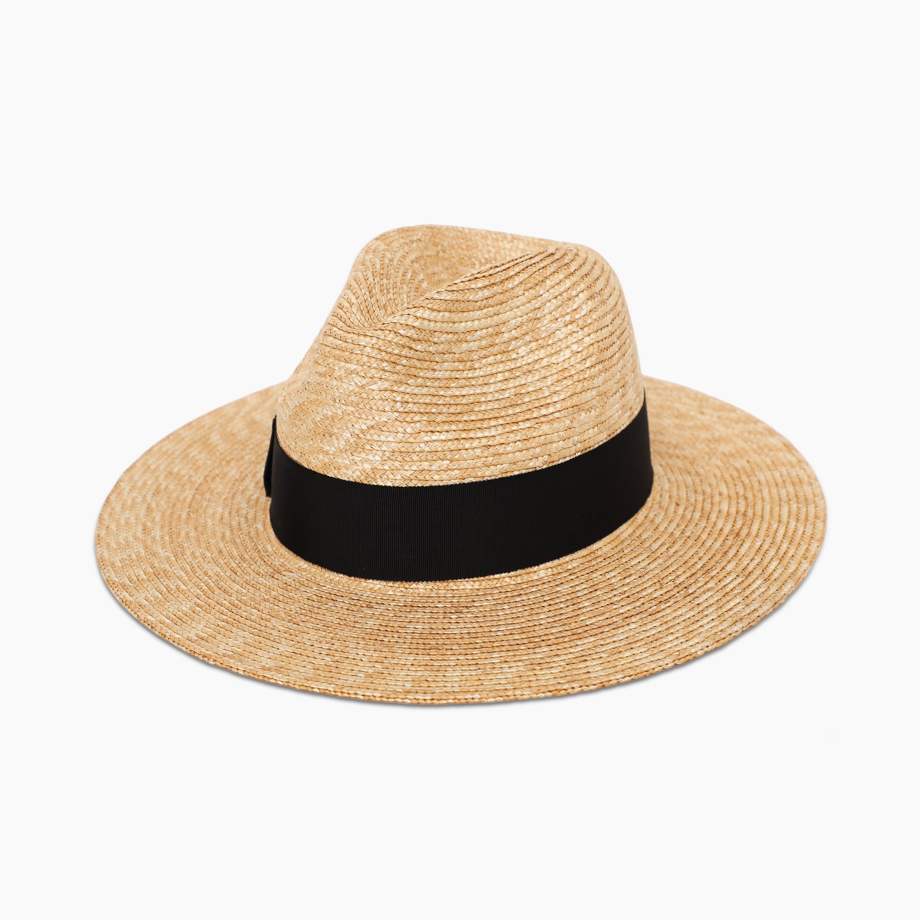Wholesale Unisex Wheat Straw Fedora Hat with  Flat Brim and UPF 50+ Sun Protection