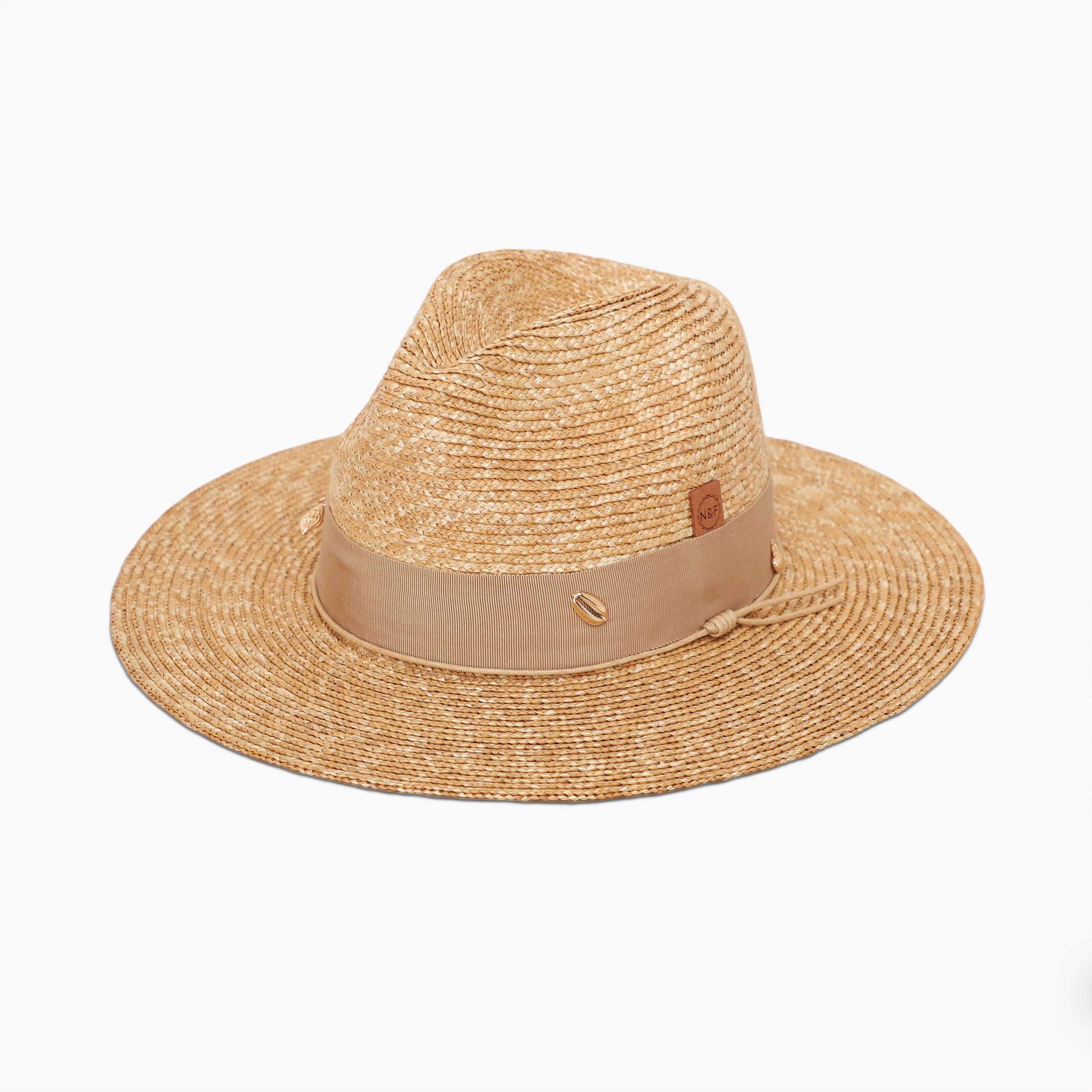 US Stock Wholesale Women's Wheat Straw Fedora Hat with  Flat Brim and UPF 50+ Sun Protection