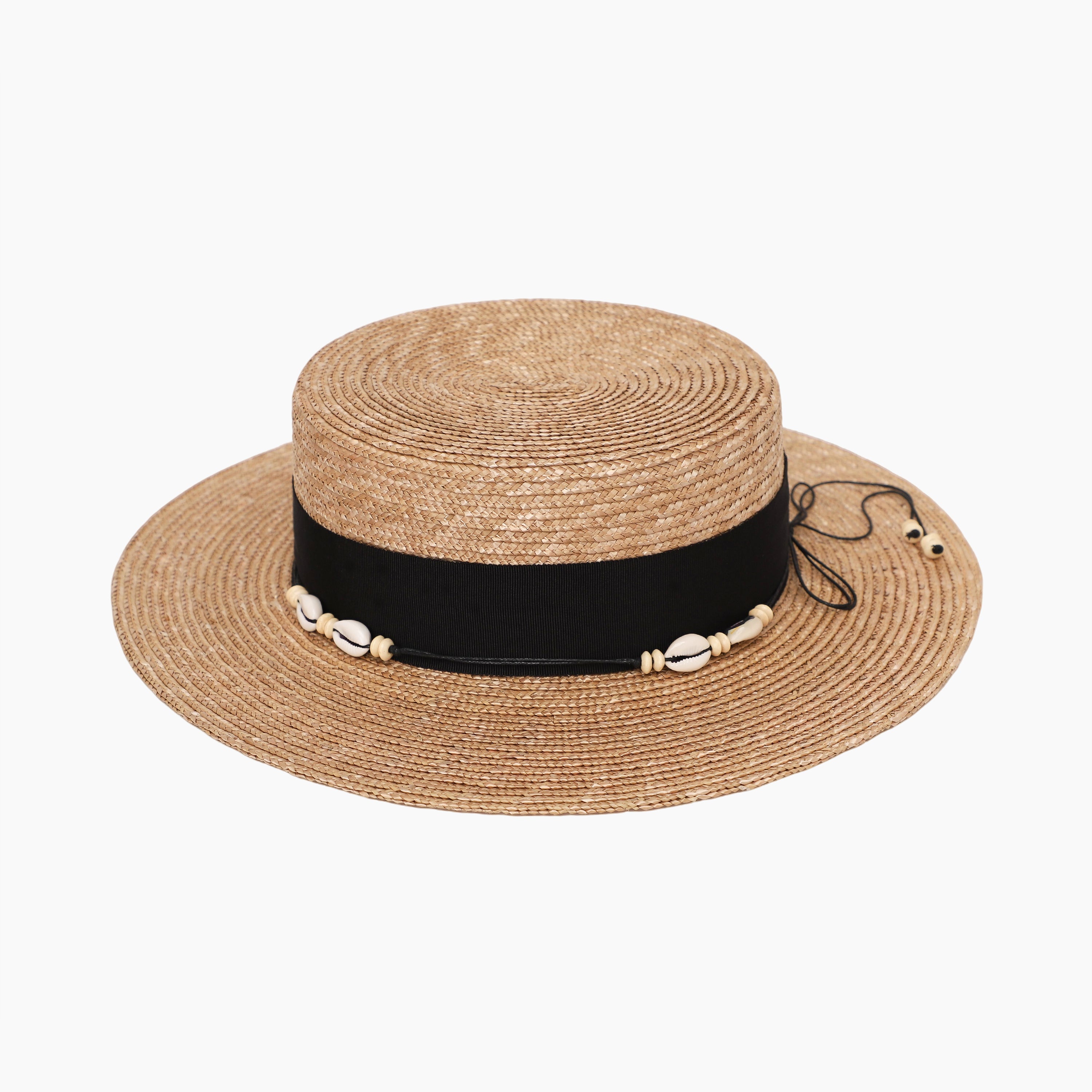 Wholesale Women's Wheat Straw Fedora Hat with  Flat Brim and UPF 50+ Sun Protection