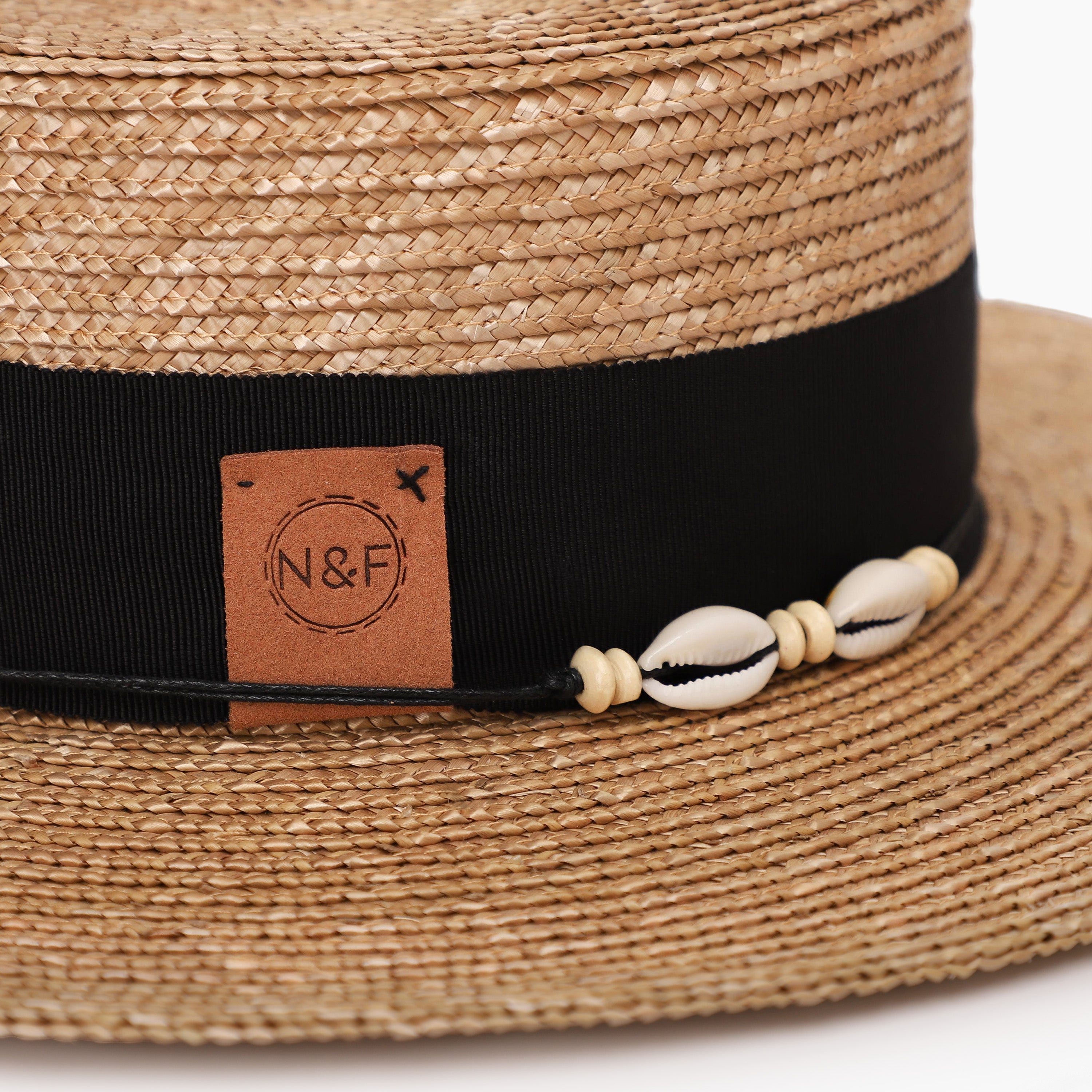 Wholesale Women's Wheat Straw Fedora Hat with  Flat Brim and UPF 50+ Sun Protection
