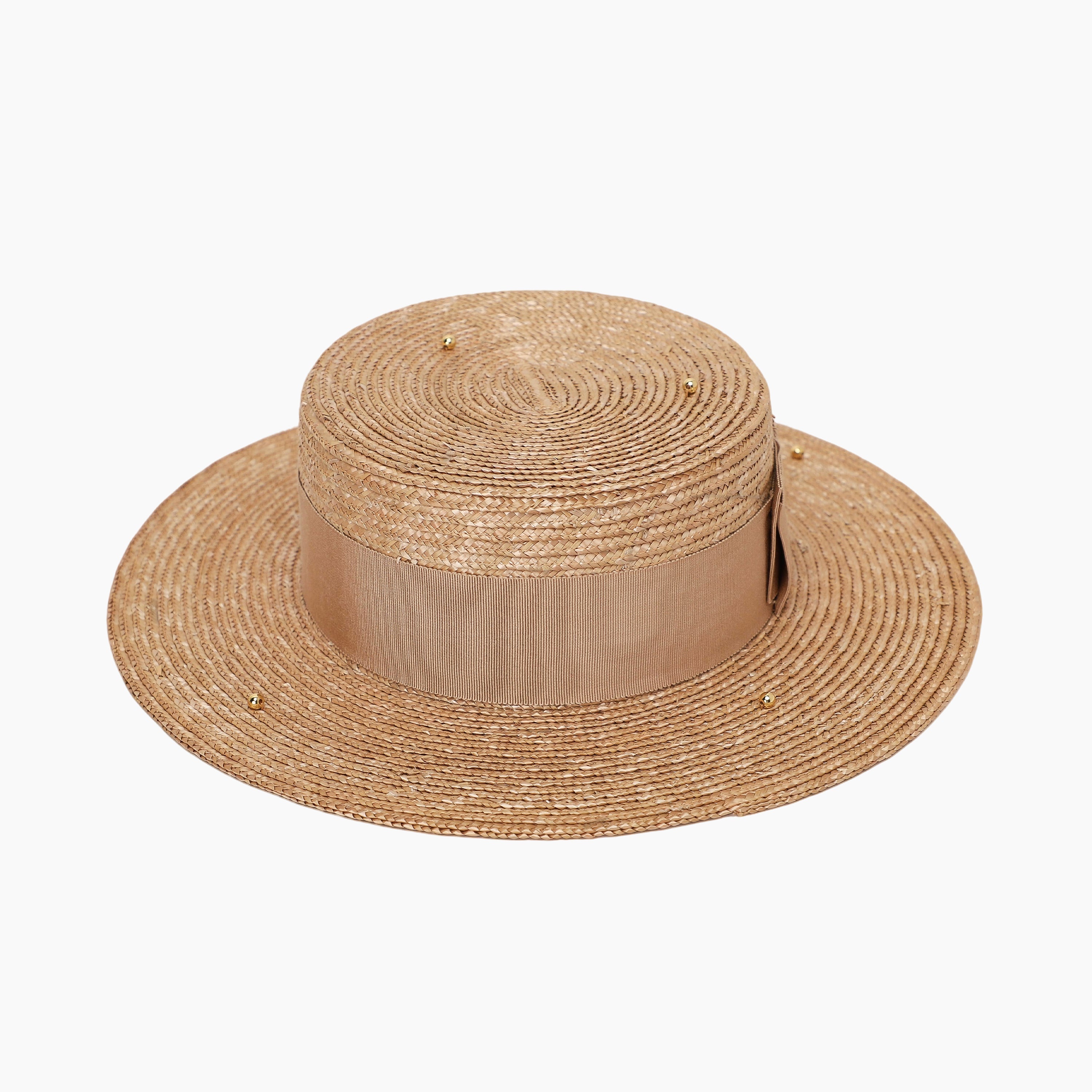 Wholesale Women's Wheat Straw Fedora Hat with  Flat Brim and UPF 50+ Sun Protection