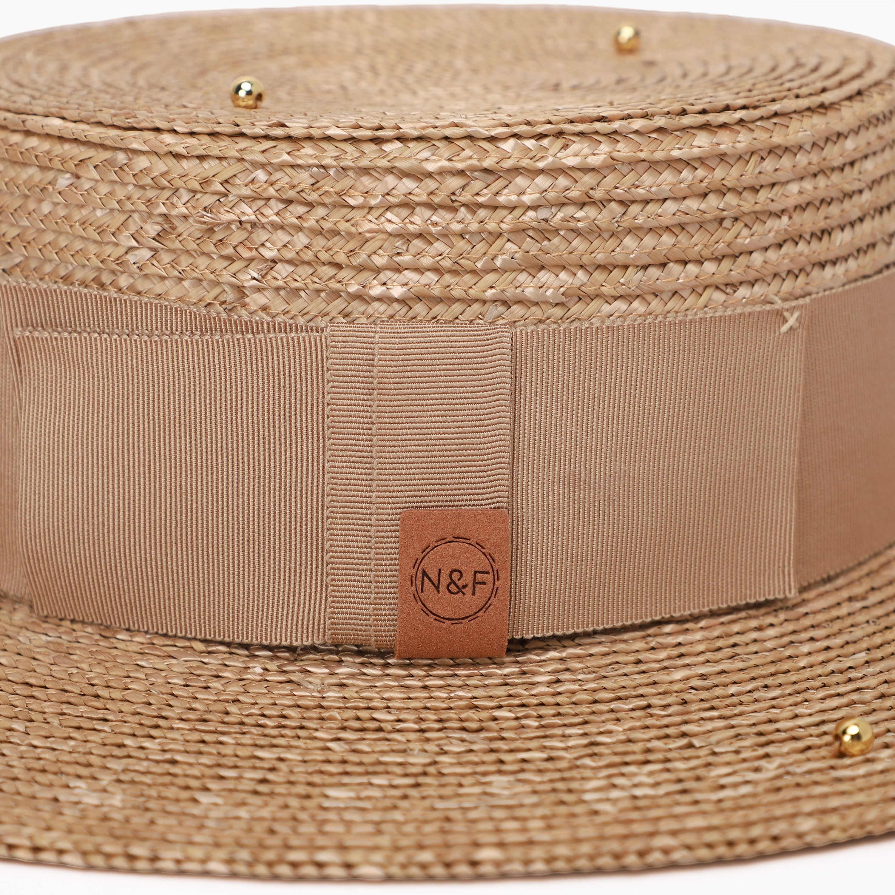 Wholesale Women's Wheat Straw Fedora Hat with  Flat Brim and UPF 50+ Sun Protection