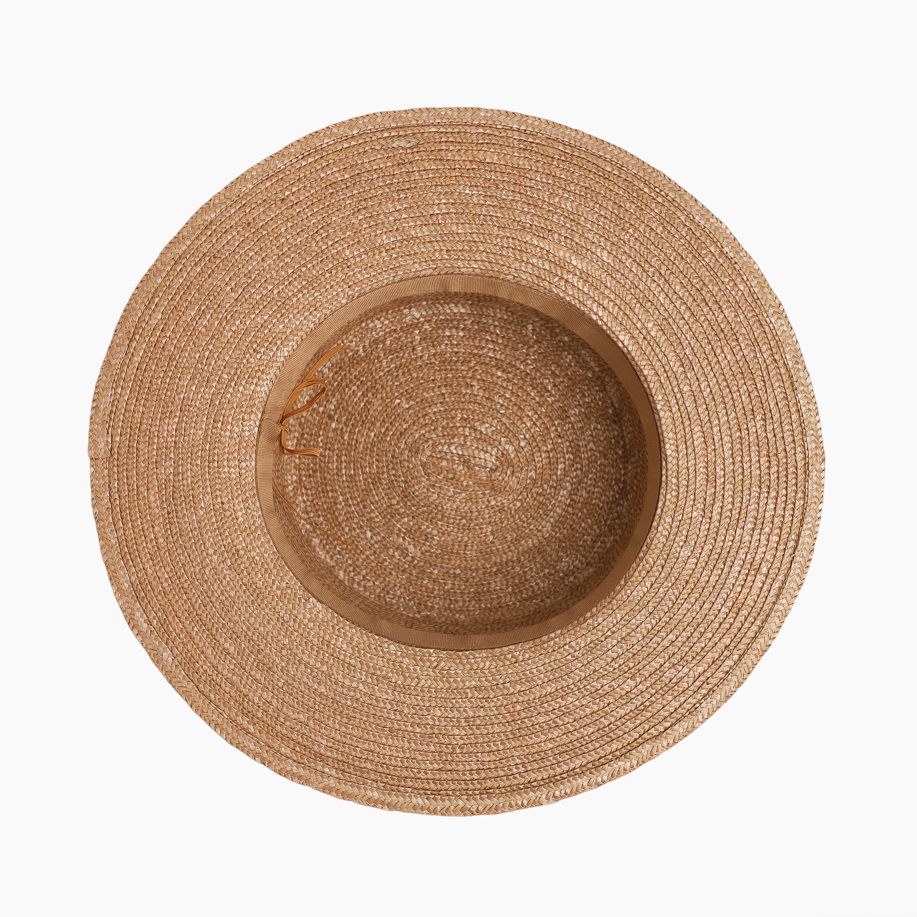 Wholesale Women's Wheat Straw Fedora Hat with  Flat Brim and UPF 50+ Sun Protection