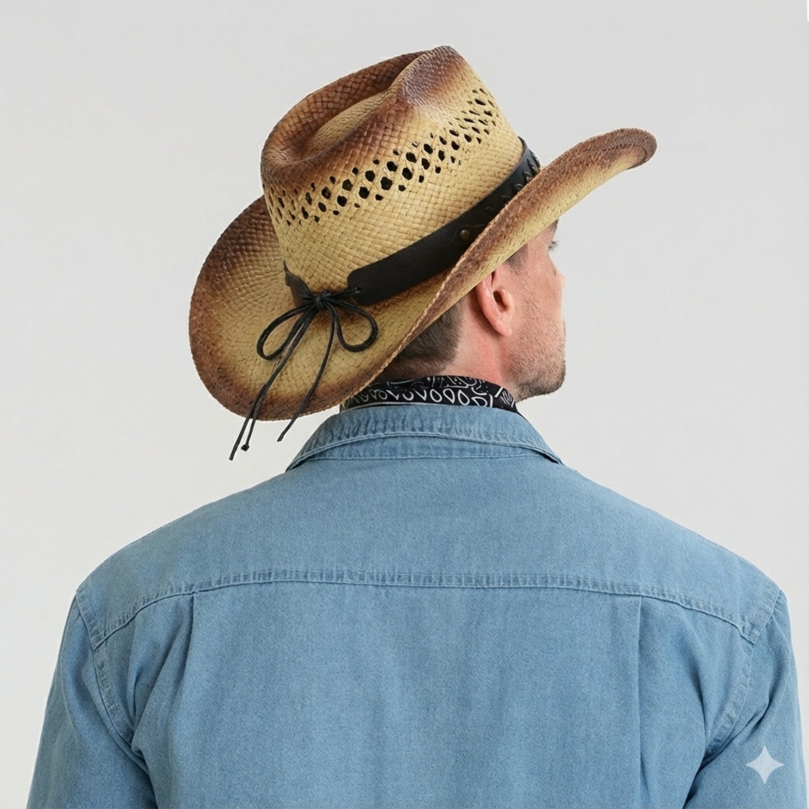 US Stock Wholesale Unisex Paper Straw Cowboy Hat with Upturned Brim and UPF 50+ Sun Protection
