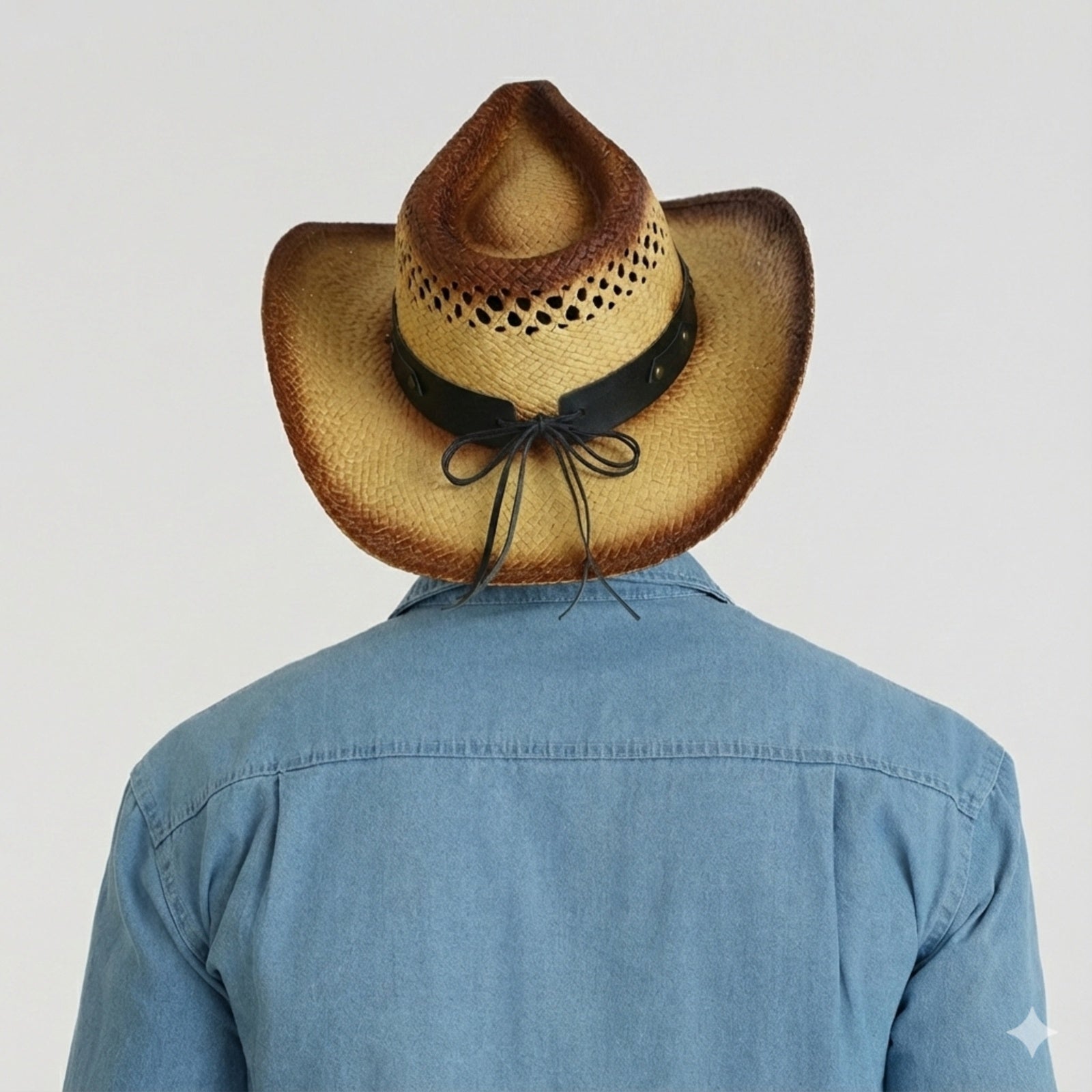 US Stock Wholesale Unisex Paper Straw Cowboy Hat with Upturned Brim and UPF 50+ Sun Protection